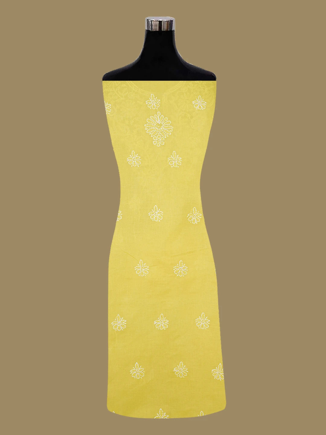 Ada Hand Embroidered Yellow Cotton Lucknowi Chikankari Unstitched Suit Piece 01A657317