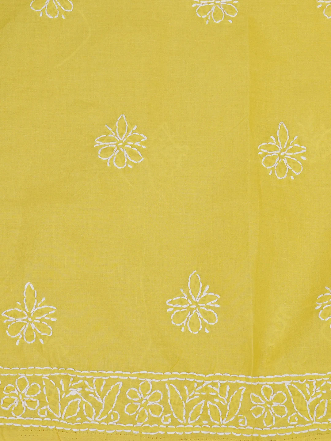 Ada Hand Embroidered Yellow Cotton Lucknowi Chikankari Unstitched Suit Piece 01A657317