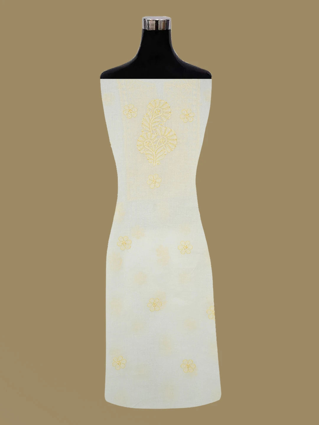 Ada Hand Embroidered Cream Cotton Lucknowi Chikankari Unstitched Suit Piece 01A644590