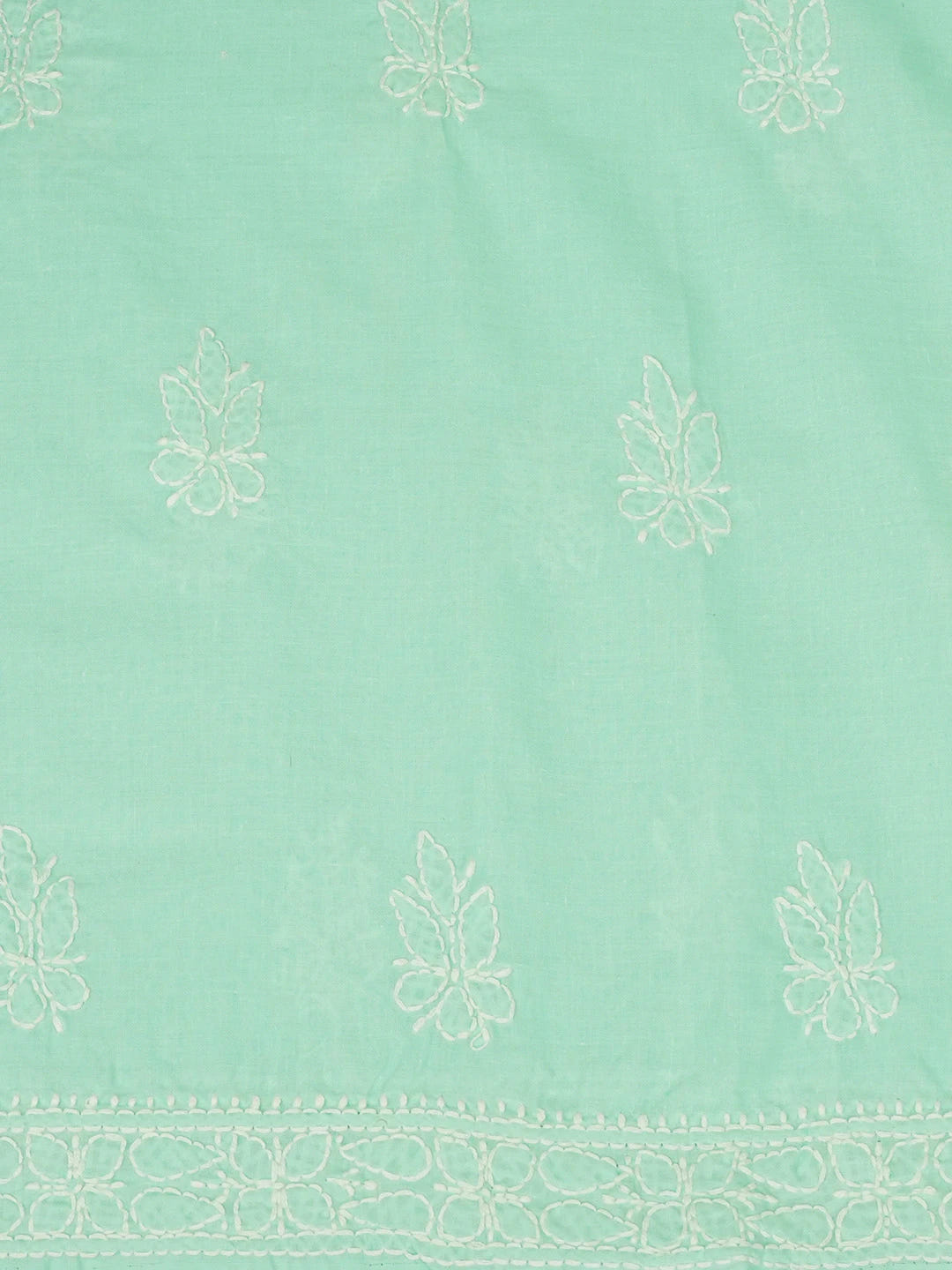 Ada Hand Embroidered Sea Green Cotton Lucknowi Chikankari Unstitched Suit Piece 01A657324