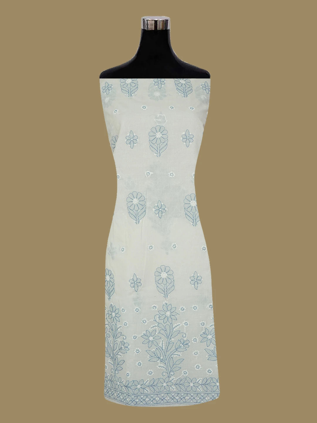 Ada Hand Embroidered Light Pista Green Cotton Lucknowi Chikankari Unstitched Suit Piece 01A644593