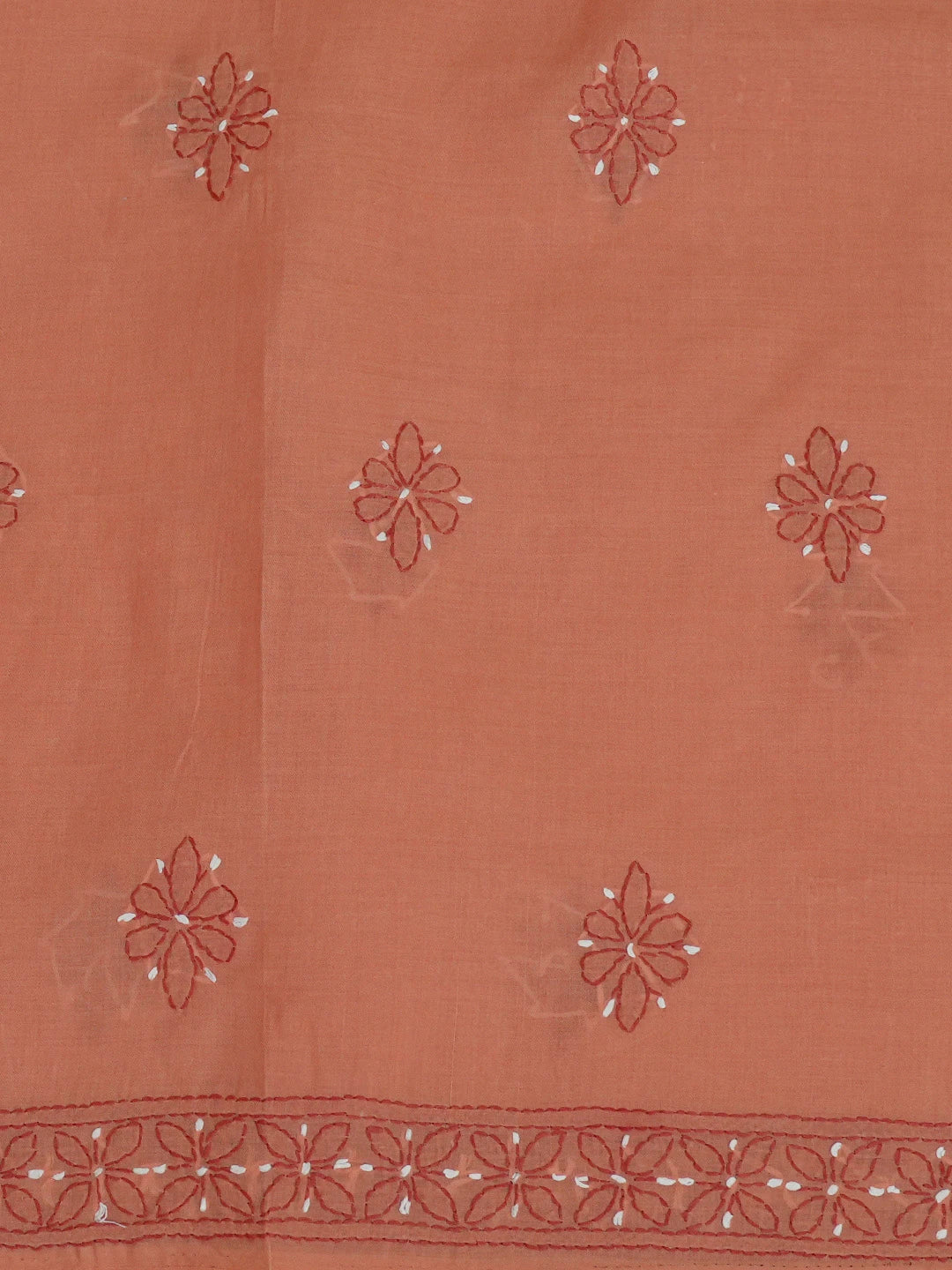 Ada Hand Embroidered Rust Cotton Lucknowi Chikankari Unstitched Suit Piece 01A644609