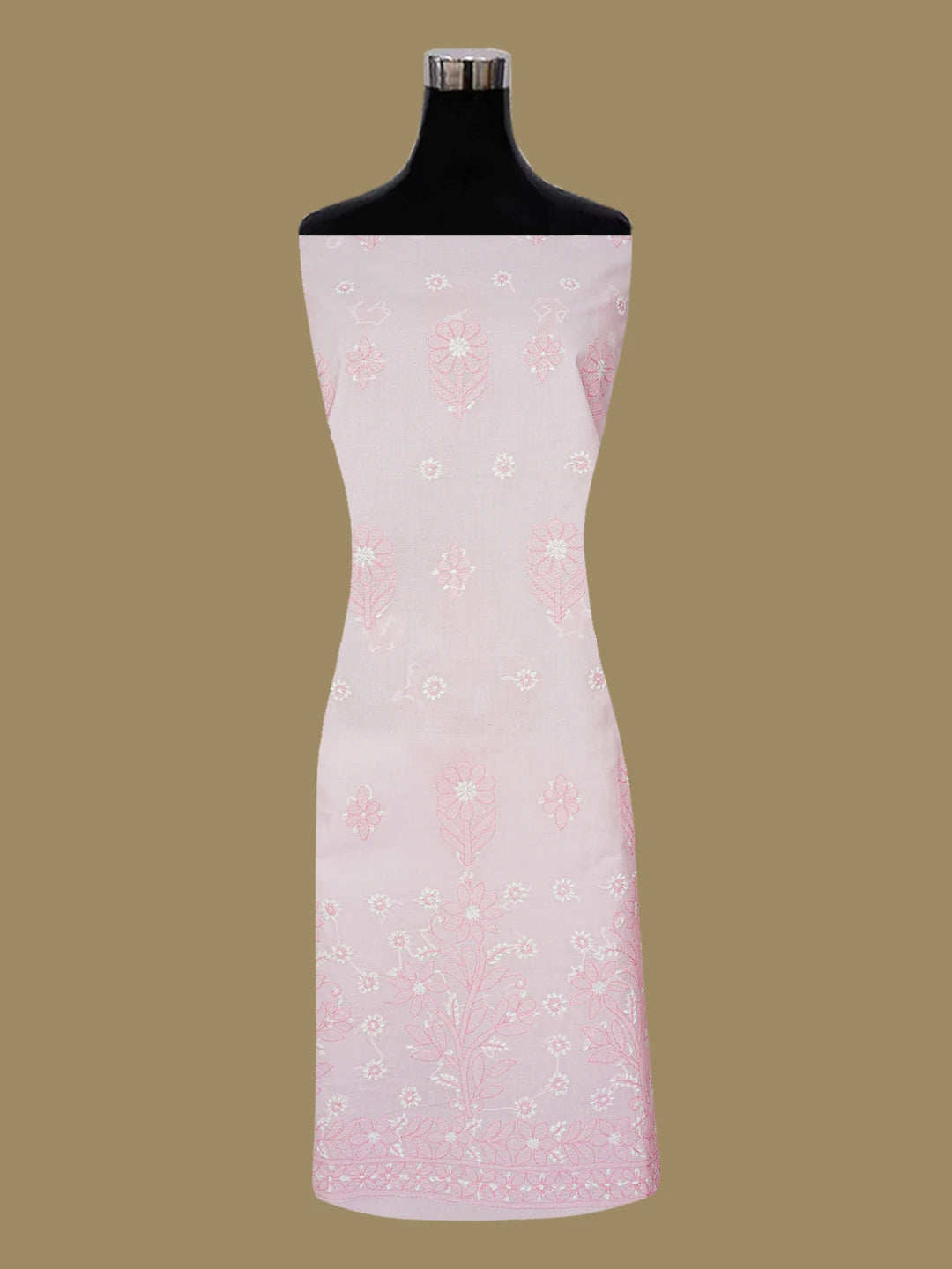 Ada Hand Embroidered Pink Cotton Lucknowi Chikankari Unstitched Suit Piece 01A644945