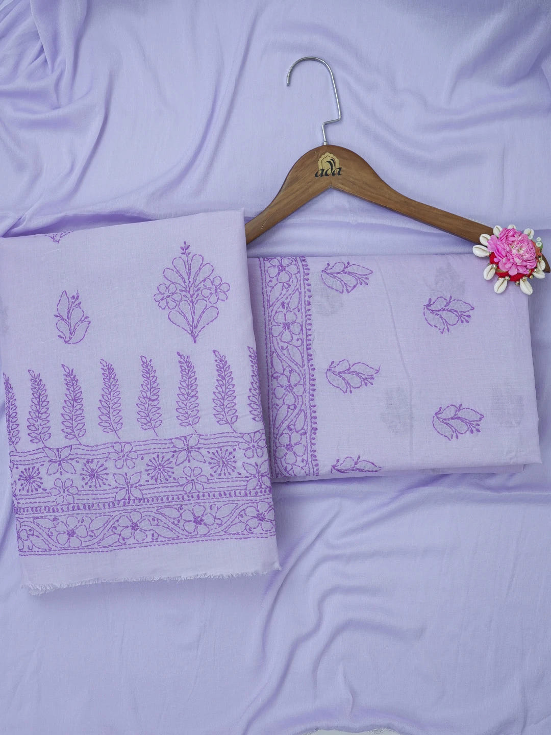 Ada Hand Embroidered Mauve Cotton Lucknowi Chikankari Unstitched Suit Piece 01A644605