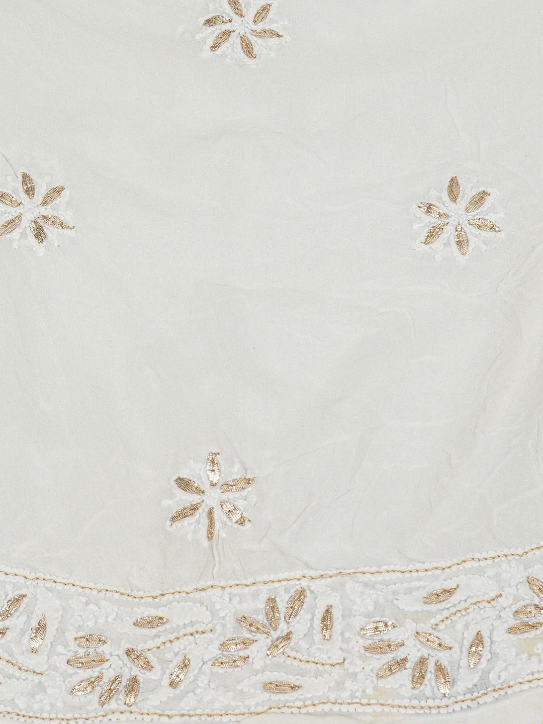 Ada Hand Embroidered White Pure Georgette Lucknowi Chikankari Semi-Stitched Anarkali Kurta Dupatta Set With Zari Work 01A373913