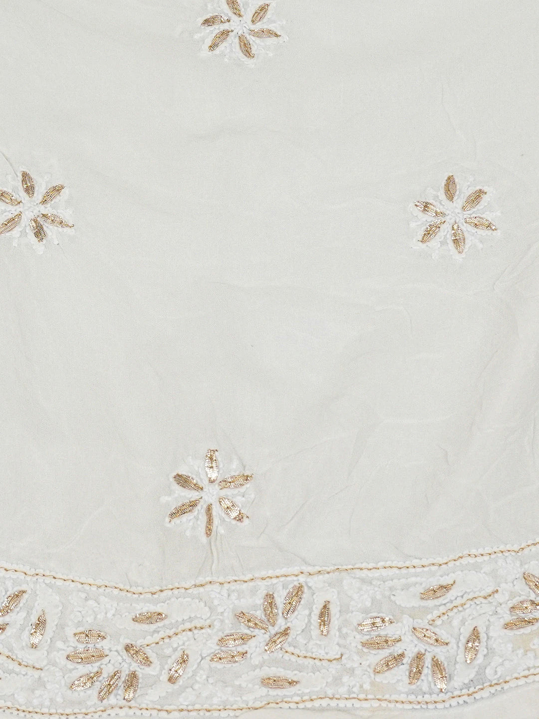 Ada Hand Embroidered White Pure Georgette Lucknowi Chikankari Semi-Stitched Anarkali Kurta Dupatta Set With Zari Work 01A373913