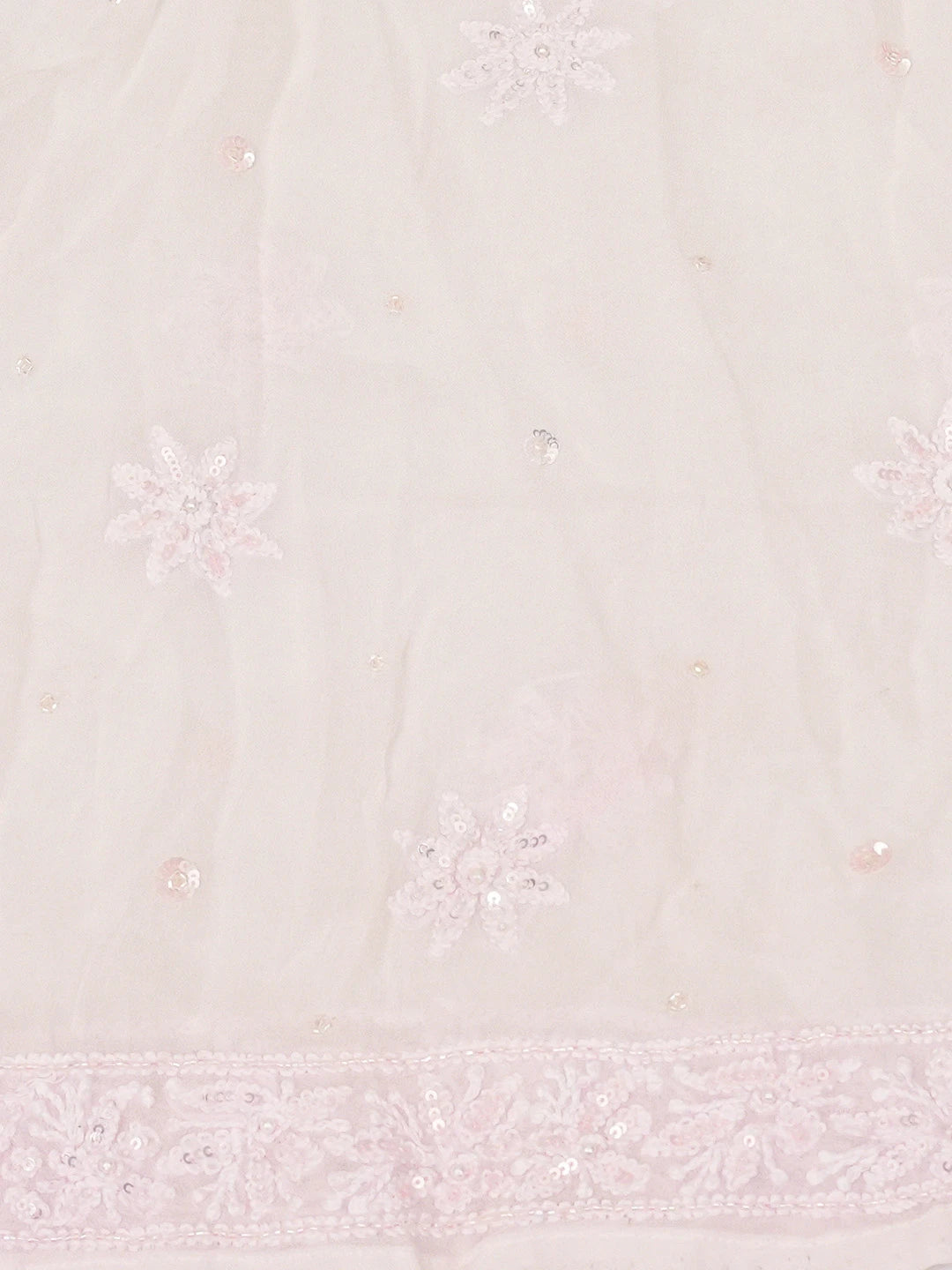 Ada Hand Embroidered Light Pink Viscose Georgette Lucknowi Chikankari Semi-Stitched Anarkali Kurta Dupatta Set With Cutdana Work 01A633299