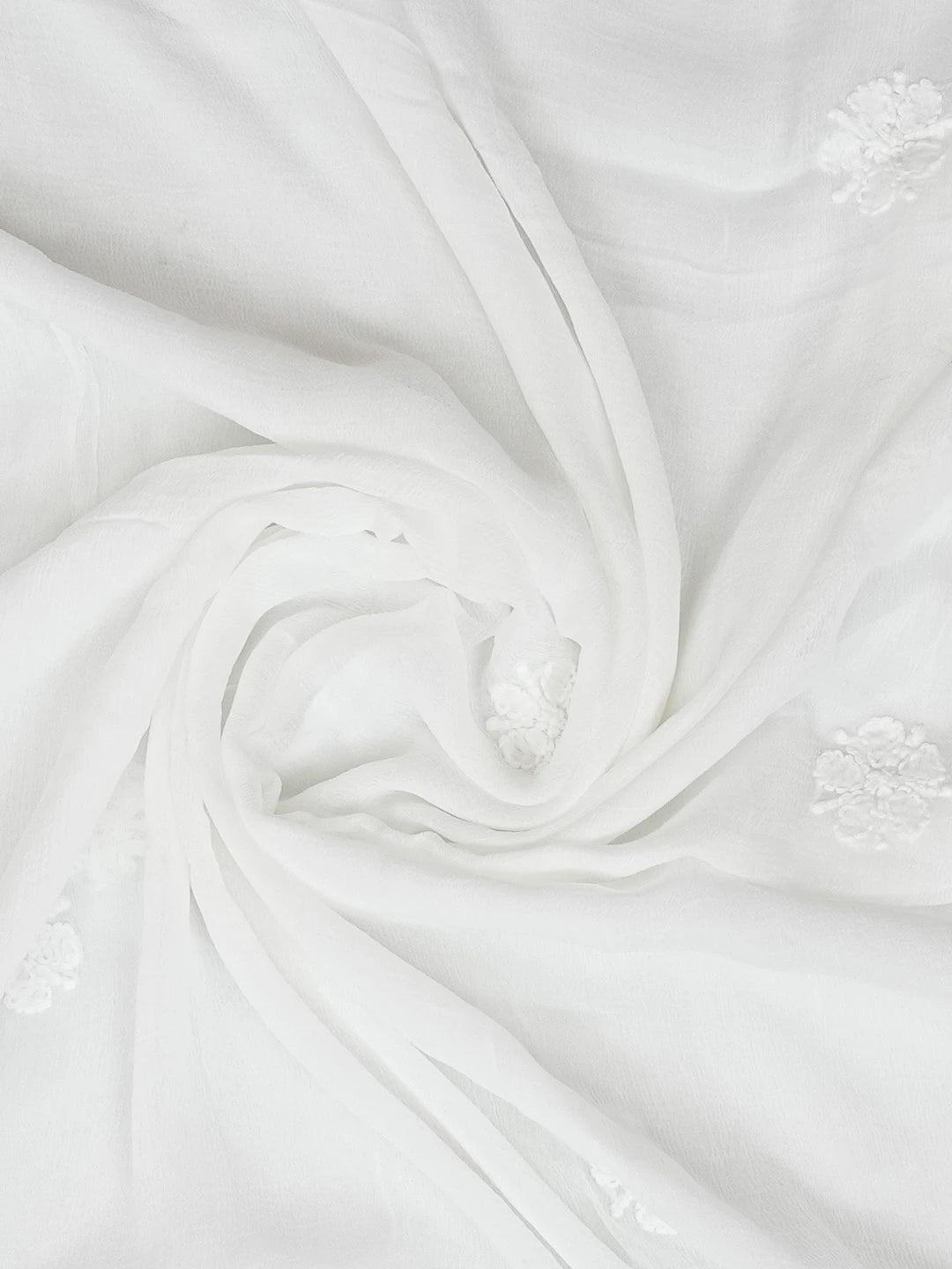Ada Hand Embroidered White Chiffon Lucknowi Chikankari Dupatta 01A658210