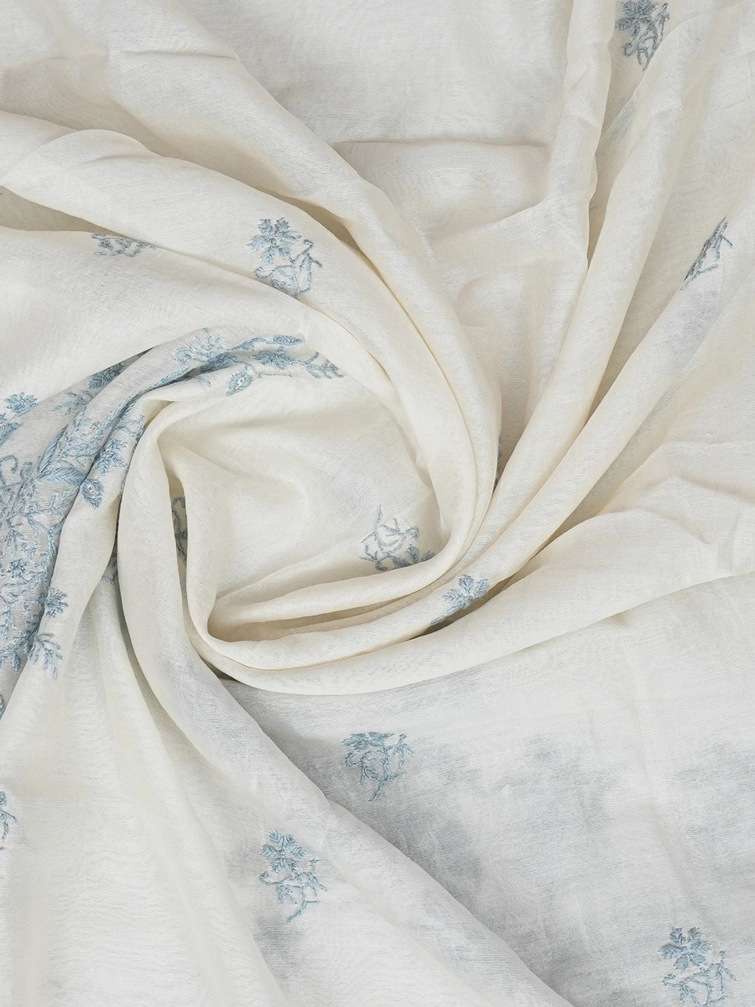 Ada Hand Embroidered White Chanderi Lucknowi Chikankari Dupatta 01A665694