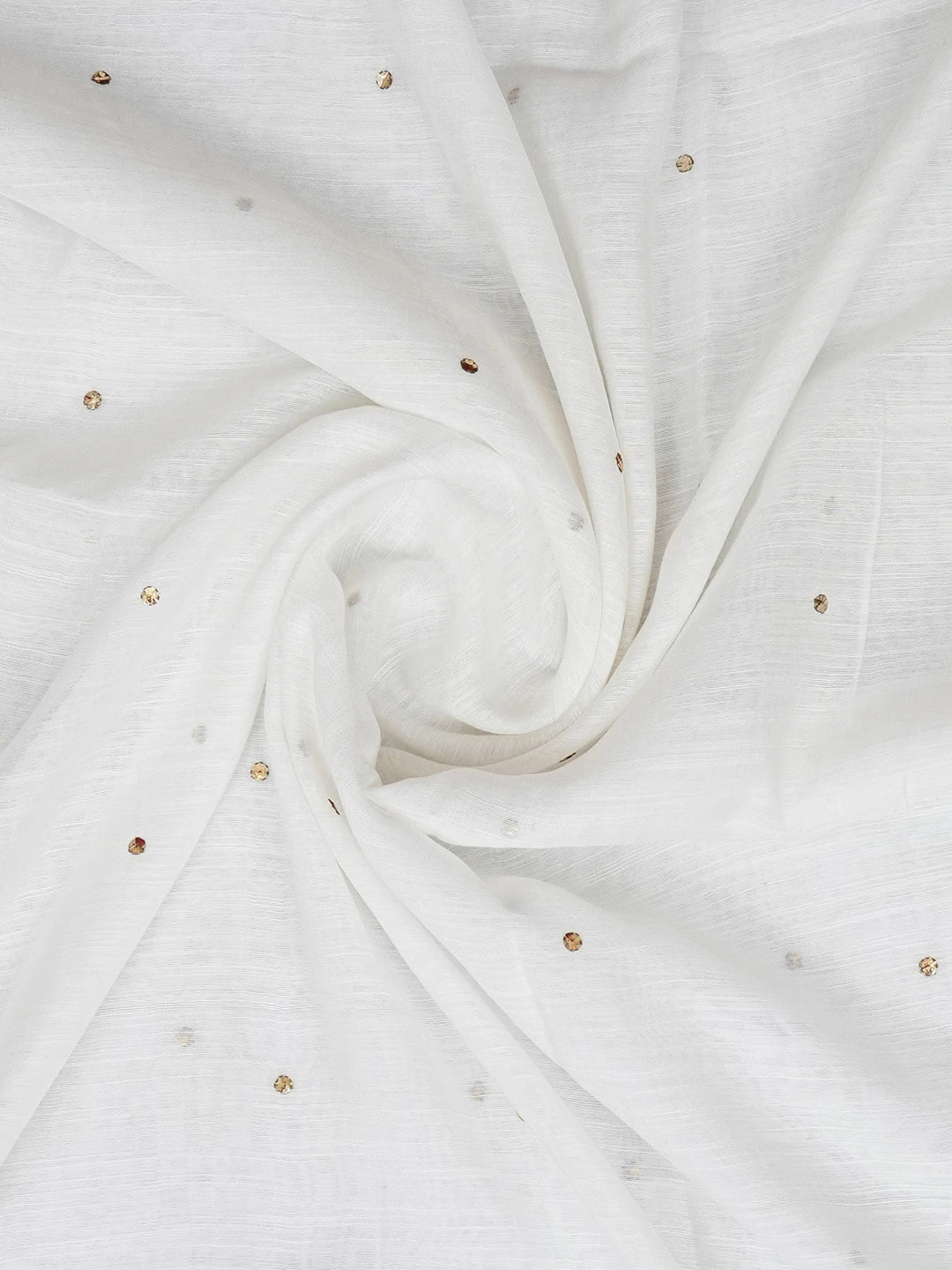 Ada Hand Embroidered Ivory White Chanderi Lucknowi Chikankari Dupatta With Mukaish Work 01A417509
