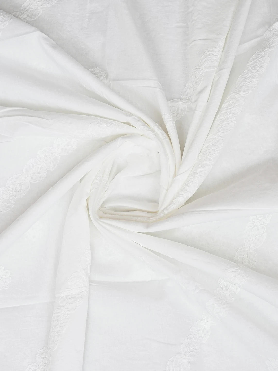 Ada Hand Embroidered White Cotton Lucknowi Chikankari Dupatta 01A597340