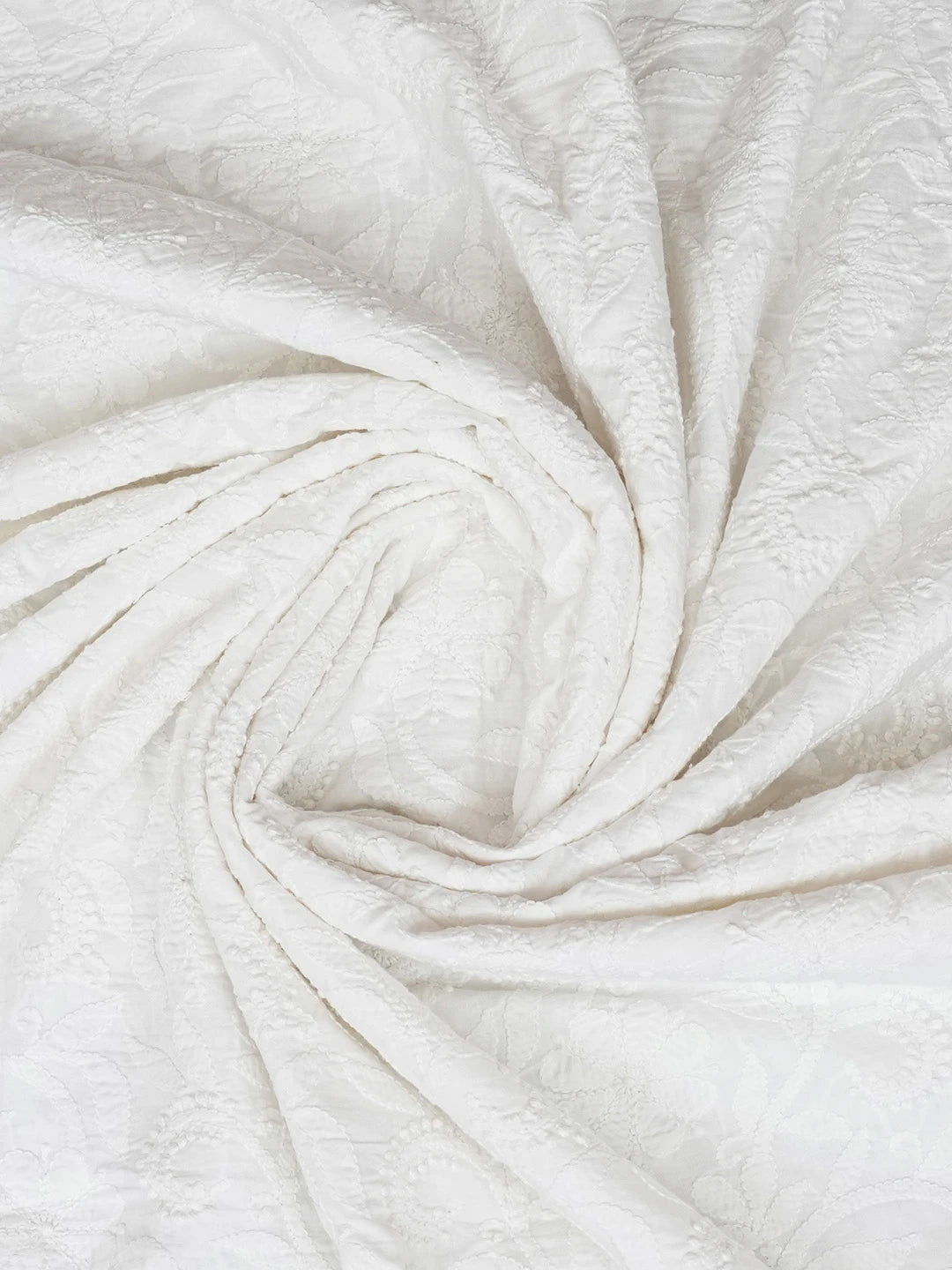 Ada Hand Embroidered White Cotton Lucknowi Chikankari Dupatta 01A477064