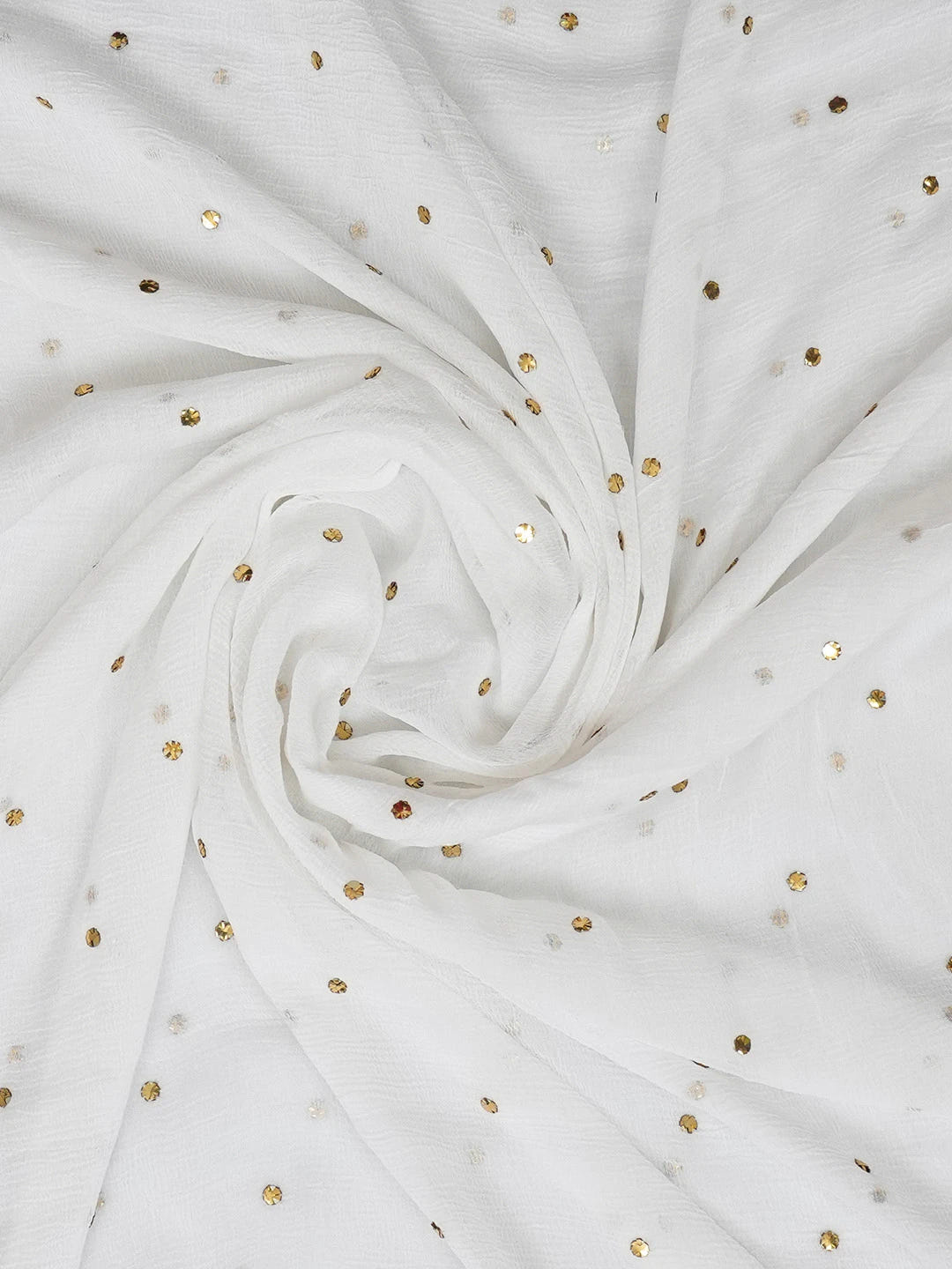 Ada Hand Embroidered White Chiffon Lucknowi Chikankari Dupatta With Muqaish Work 01A608275