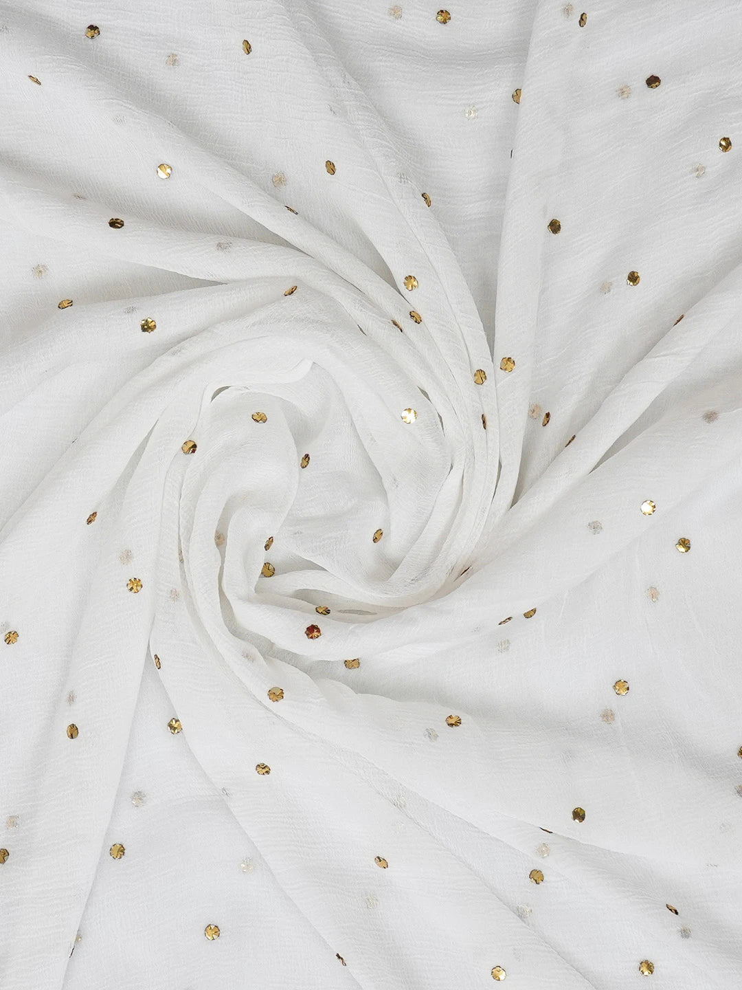Ada Hand Embroidered White Chiffon Lucknowi Chikankari Dupatta With Muqaish Work 01A608275