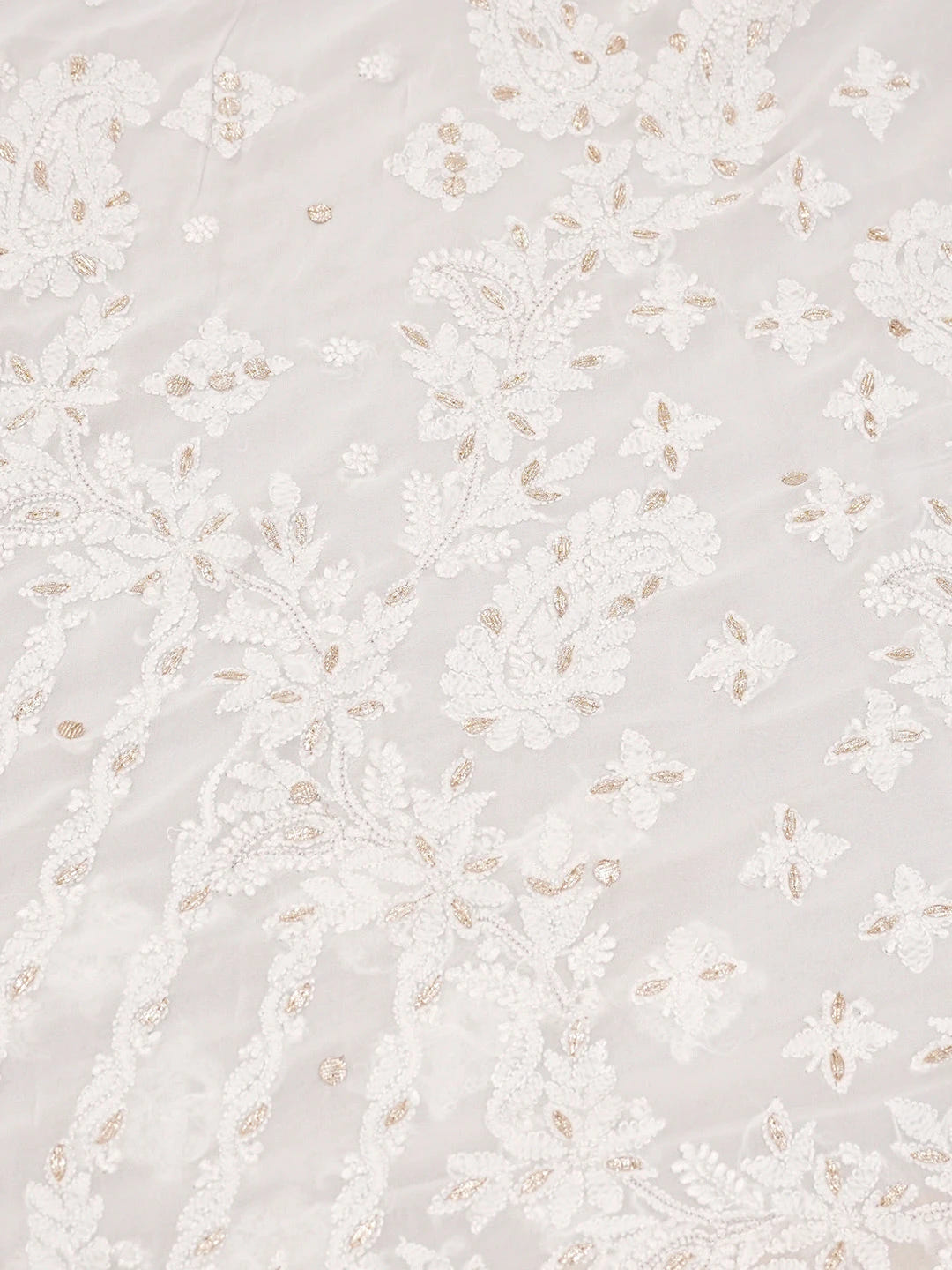 Ada Hand Embroidered Powder Pink Viscose Georgette Lucknowi Chikankari Saree/Blouse With Gota Patti Work 01A604474