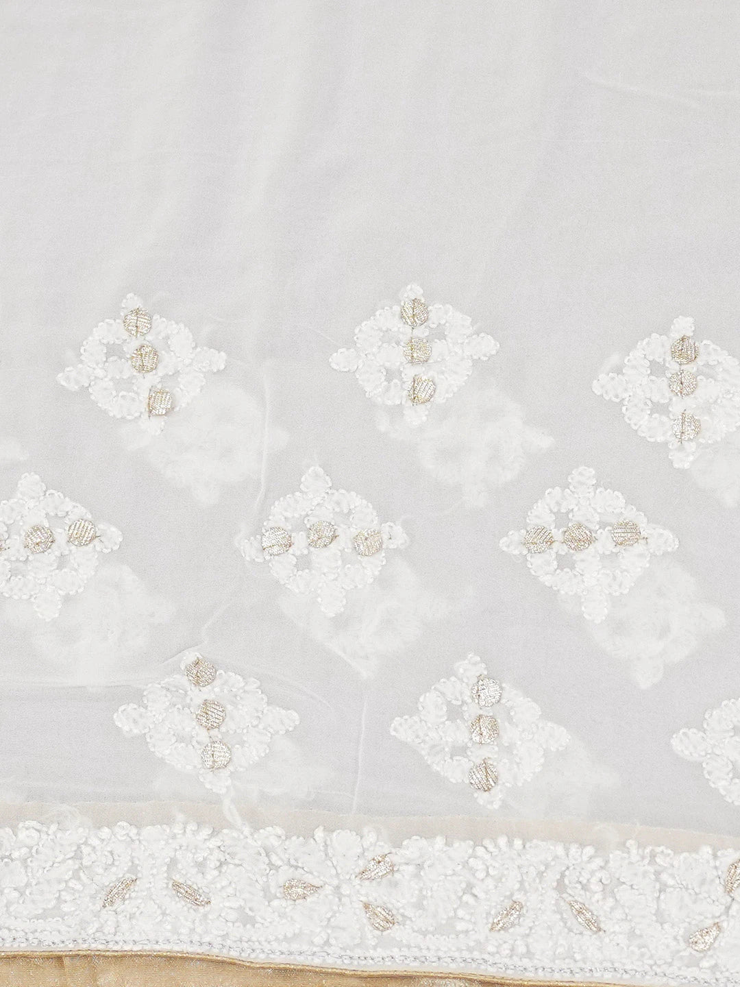 Ada Hand Embroidered Powder Pink Viscose Georgette Lucknowi Chikankari Saree/Blouse With Gota Patti Work 01A604474