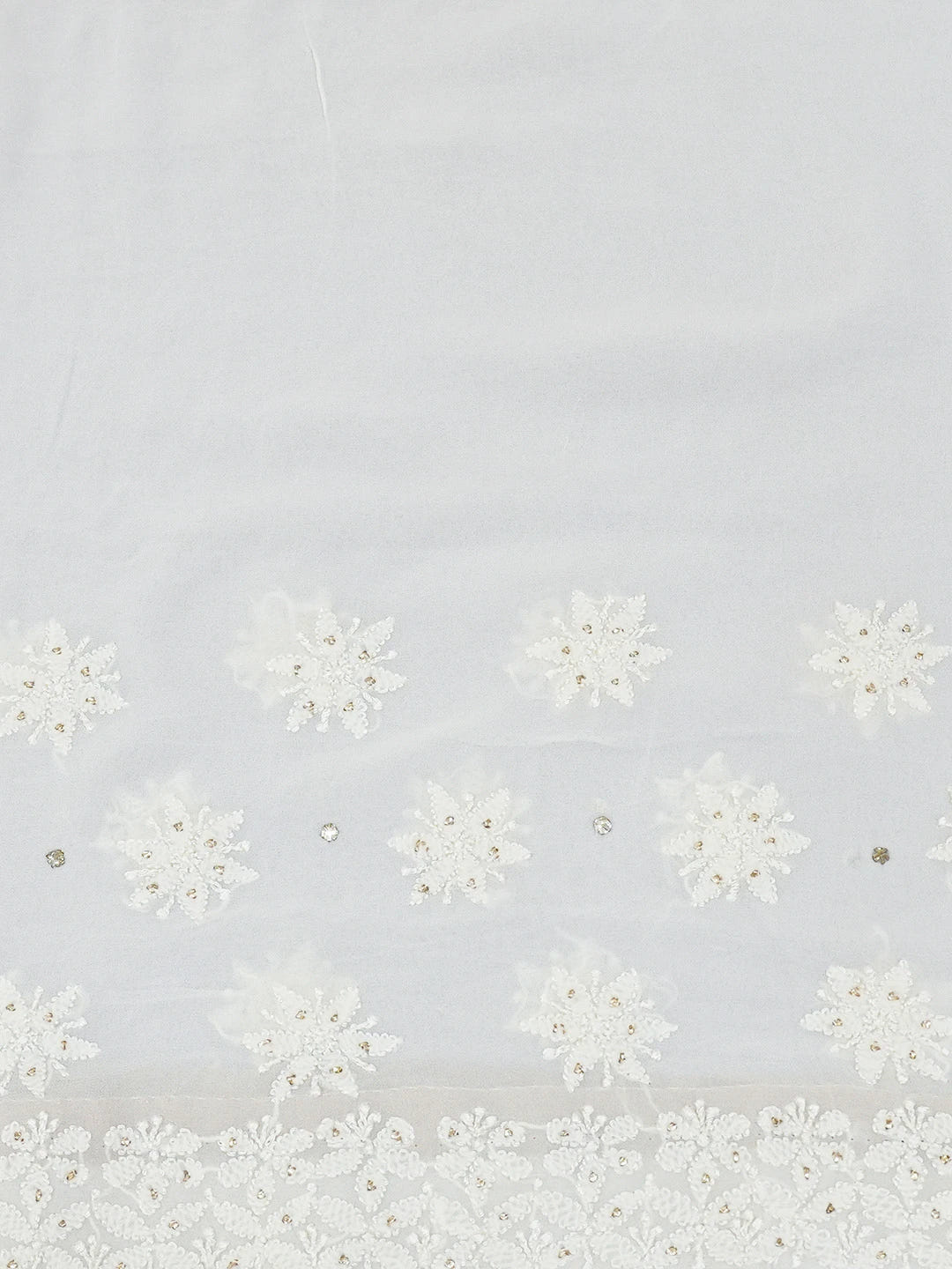 Ada Hand Embroidered Mint Cream Viscose Georgette Lucknowi Chikankari Saree/Blouse With Muqaish Work 01A604472