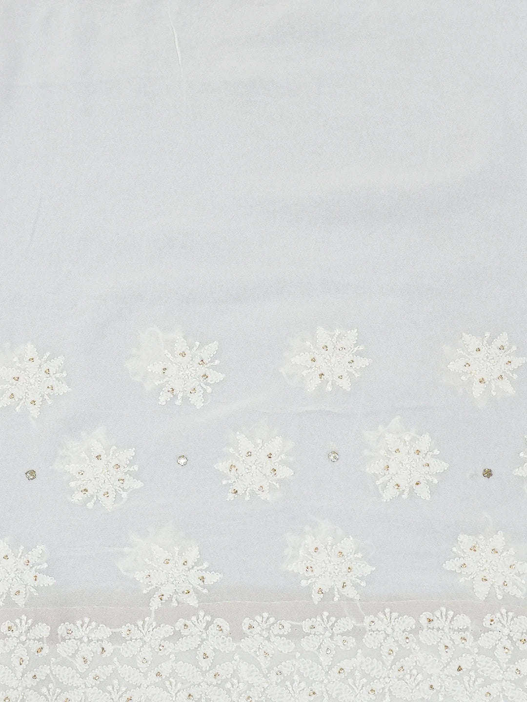 Ada Hand Embroidered Mint Cream Viscose Georgette Lucknowi Chikankari Saree/Blouse With Muqaish Work 01A604472