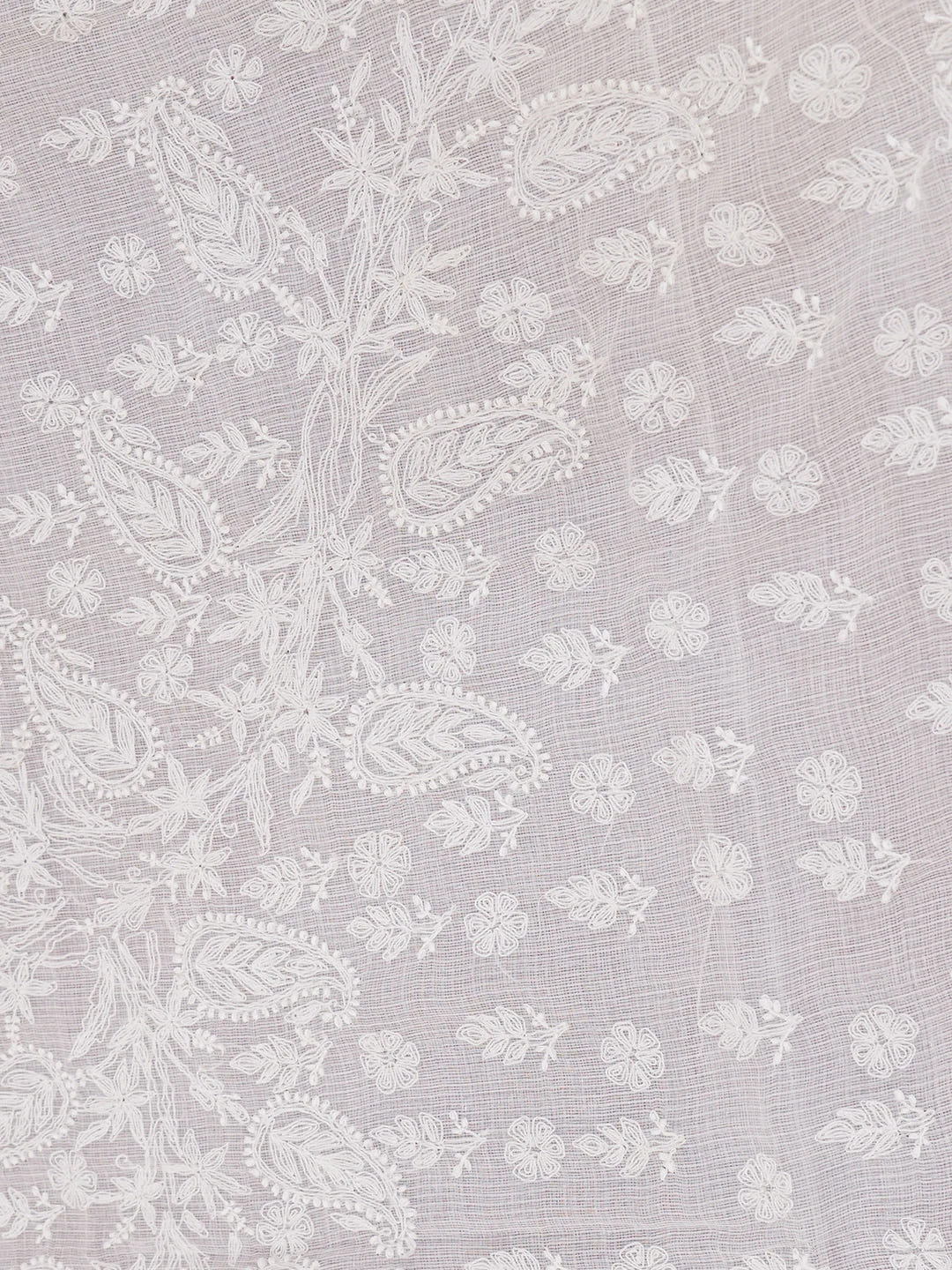 Ada Hand Embroidered White Kota Lucknowi Chikankari Saree With Blouse 01A646413