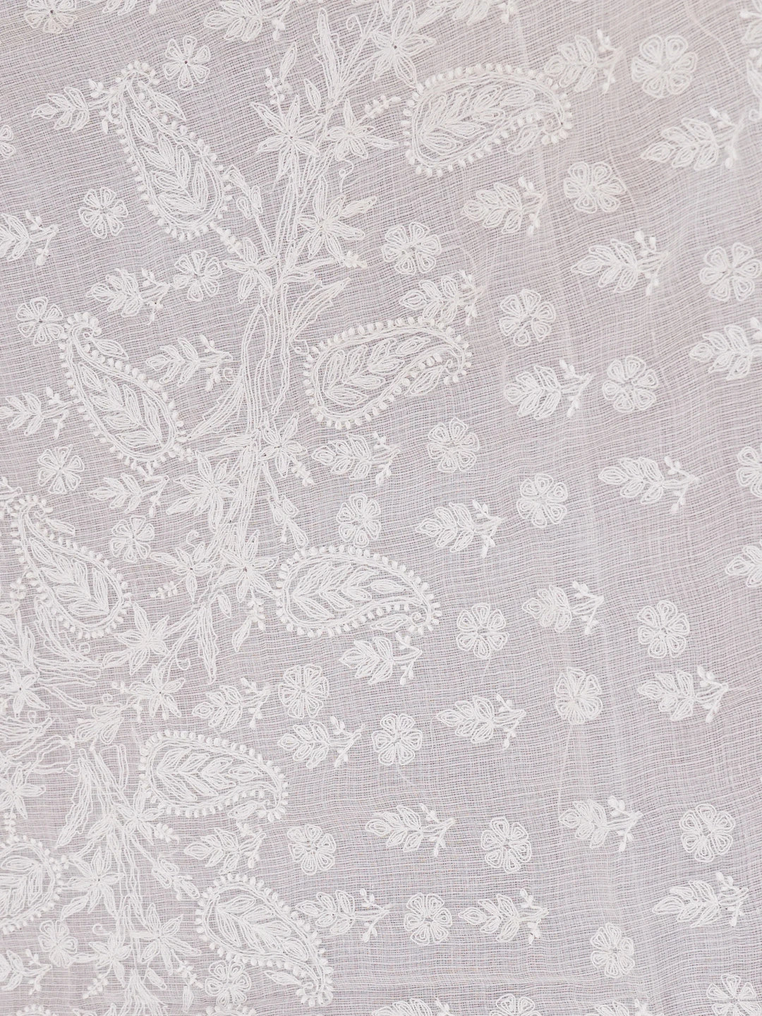 Ada Hand Embroidered White Kota Lucknowi Chikankari Saree With Blouse 01A646413
