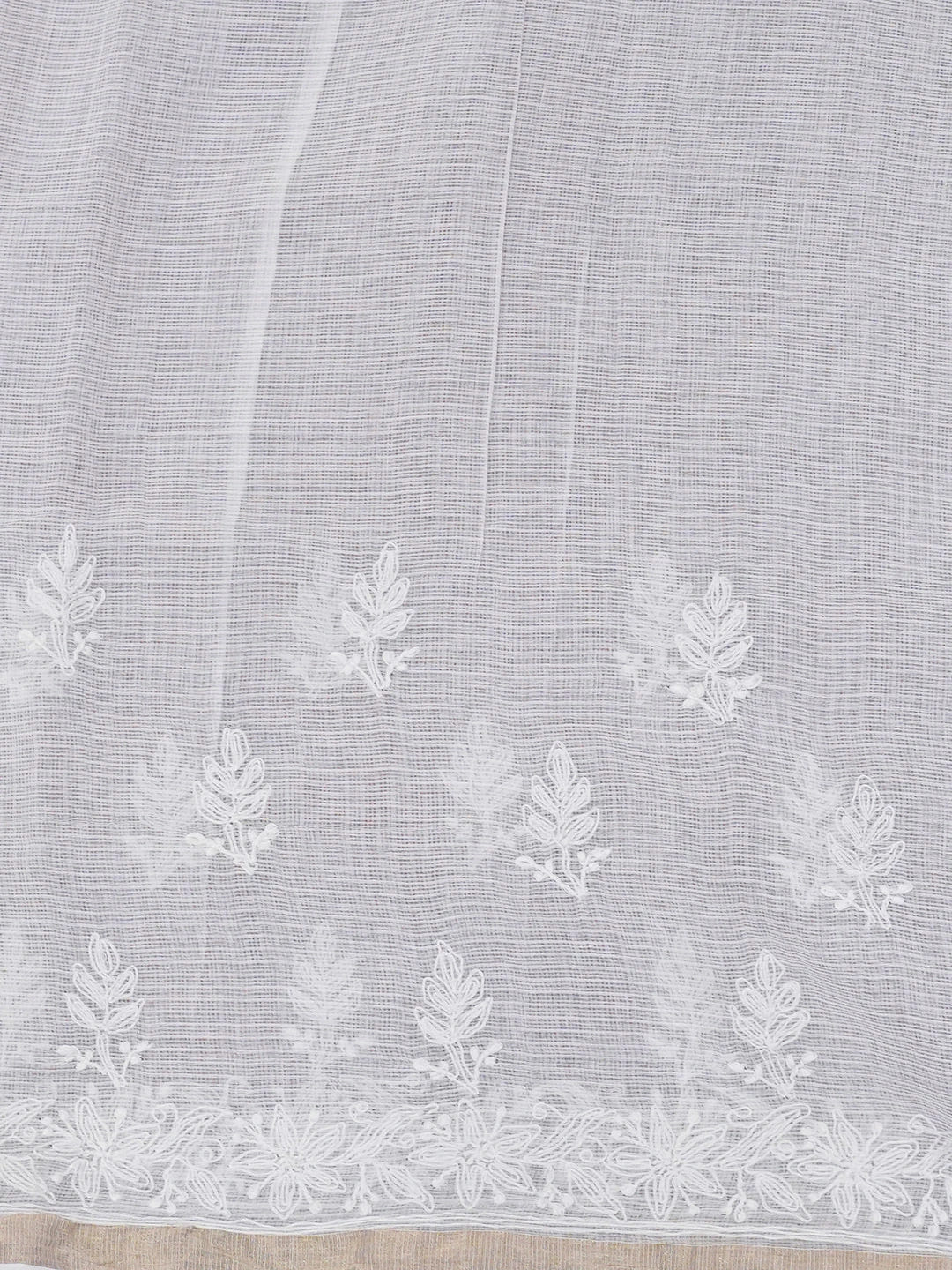 Ada Hand Embroidered White Kota Lucknowi Chikankari Saree With Blouse 01A646413