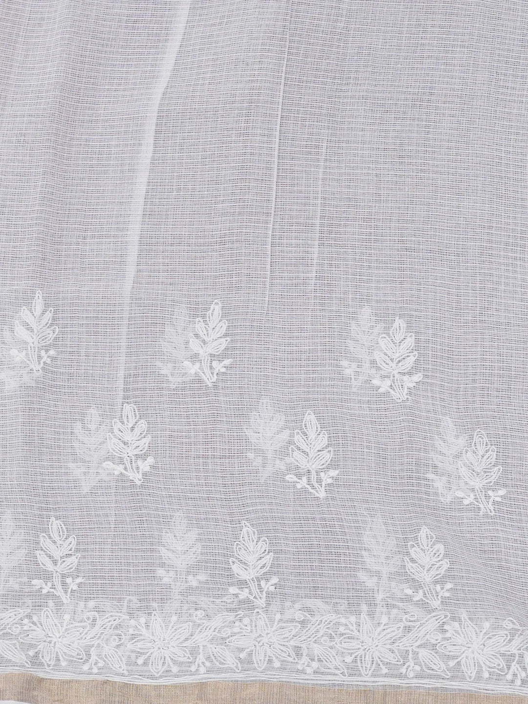 Ada Hand Embroidered White Kota Lucknowi Chikankari Saree With Blouse 01A646413