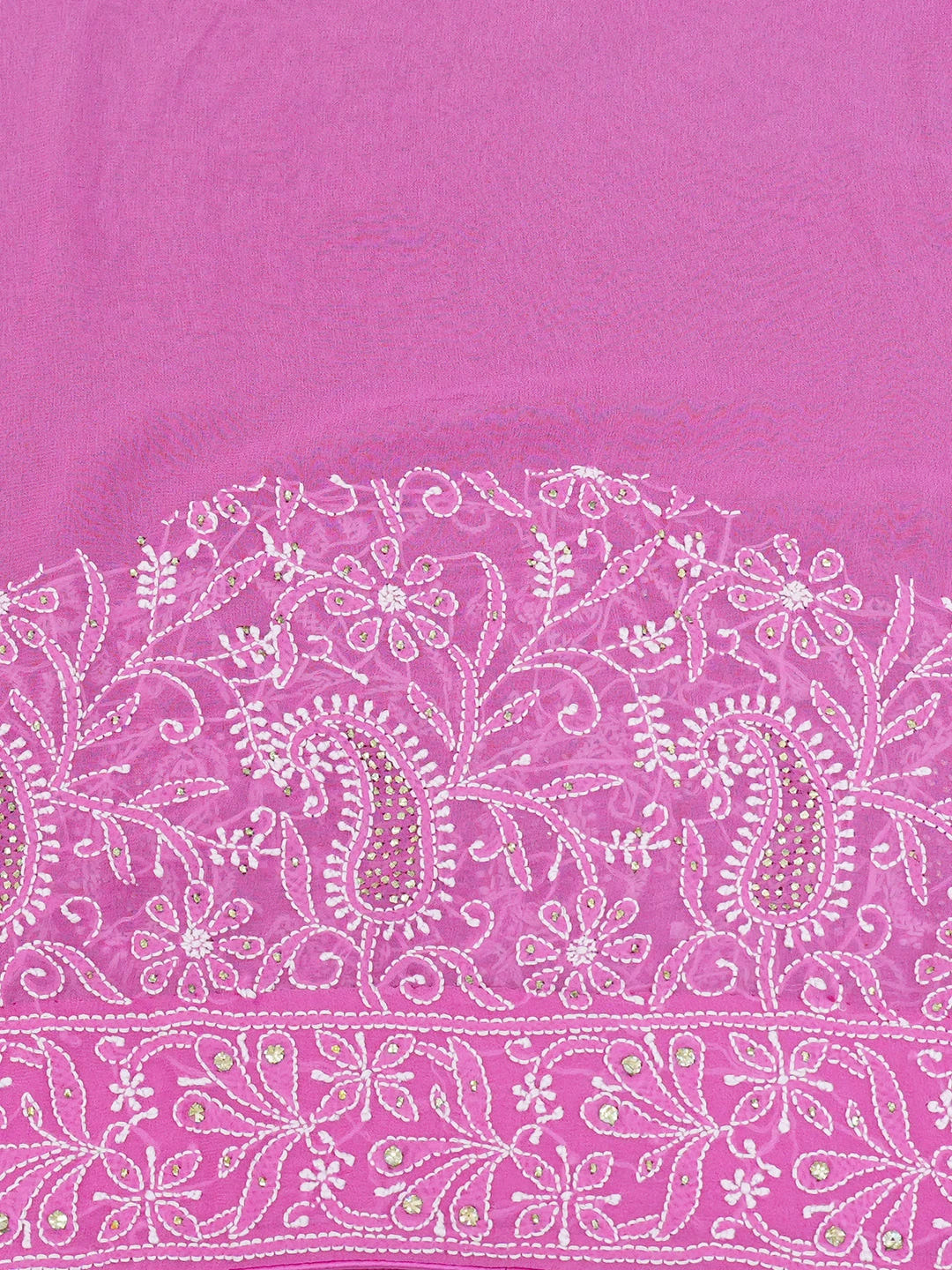 Ada Hand Embroidered Magenta Pure Georgette Lucknowi Chikankari Saree/Blouse With Muqaish Work 01A8218
