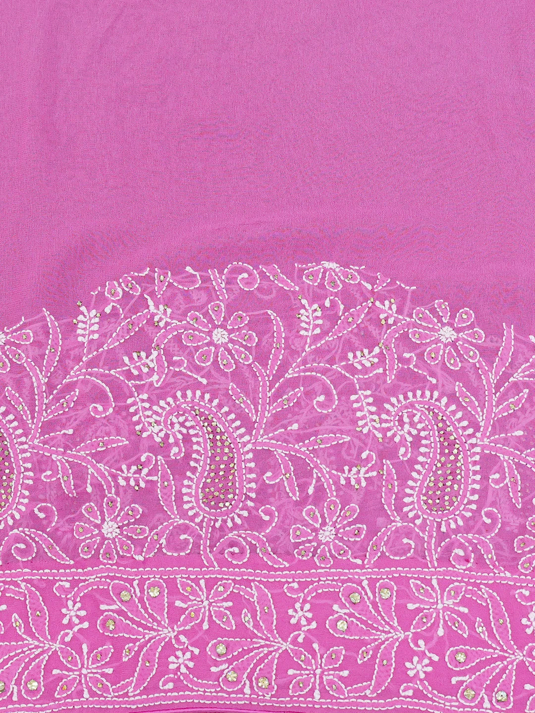 Ada Hand Embroidered Magenta Pure Georgette Lucknowi Chikankari Saree/Blouse With Muqaish Work 01A8218