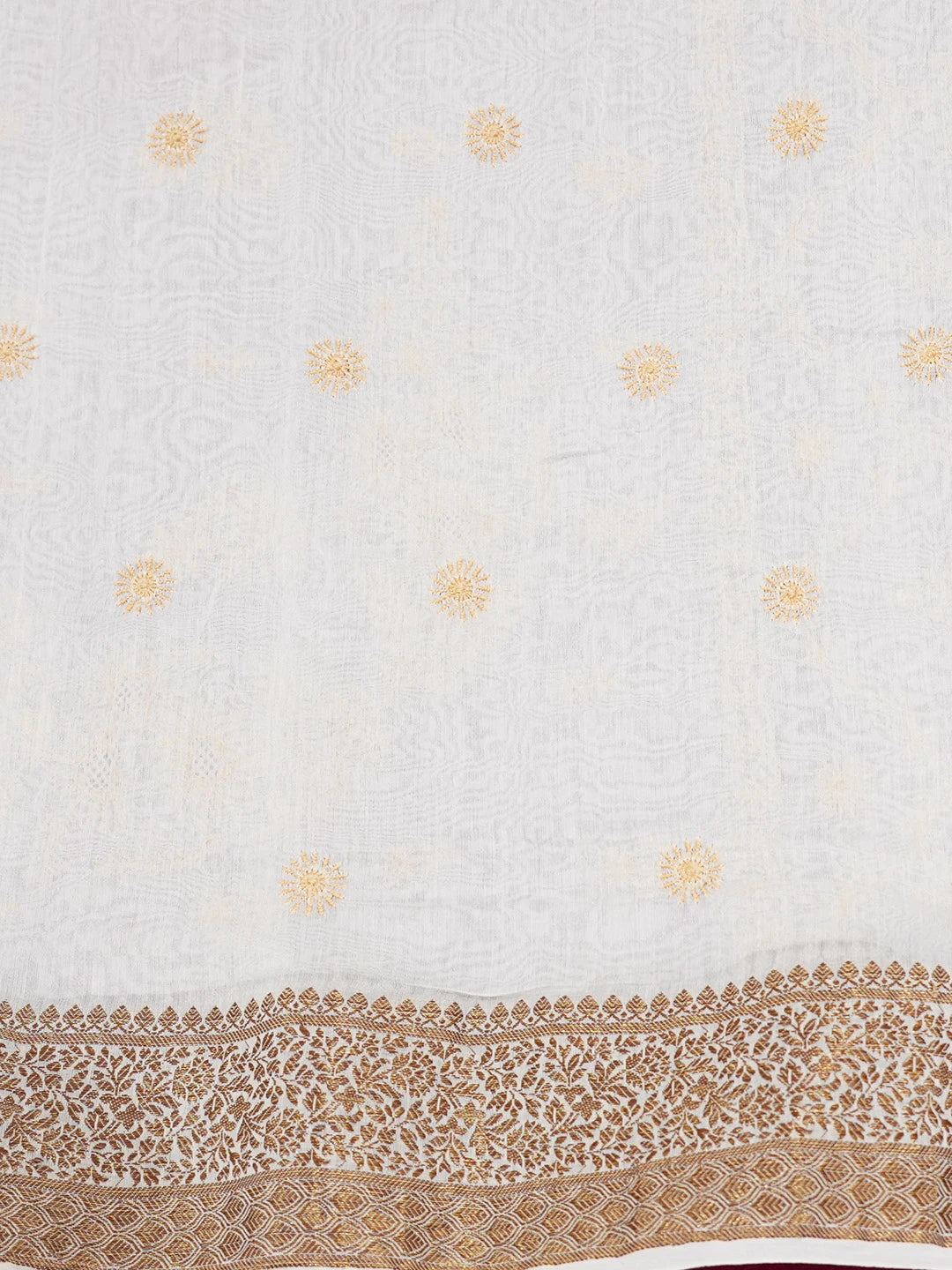 Ada Hand Embroidered Off White Chanderi Lucknowi Chikankari Saree and Blouse 01A665305