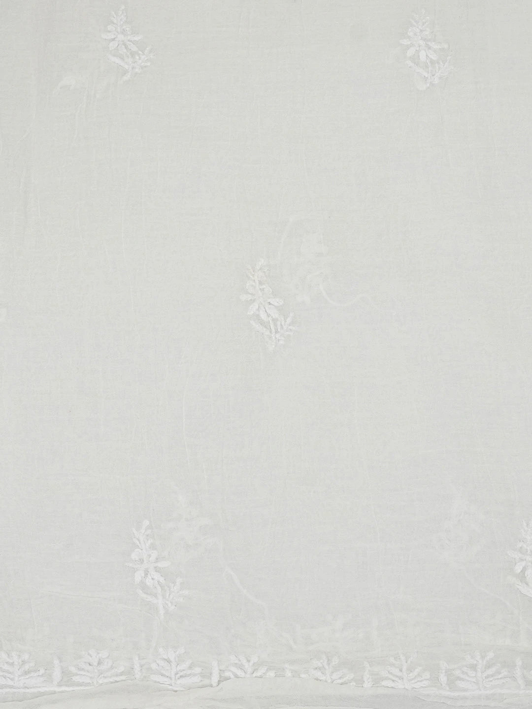 Ada Hand Embroidered White Kota Lucknowi Chikankari Unstitched Kurta Dupatta Set 01A639171