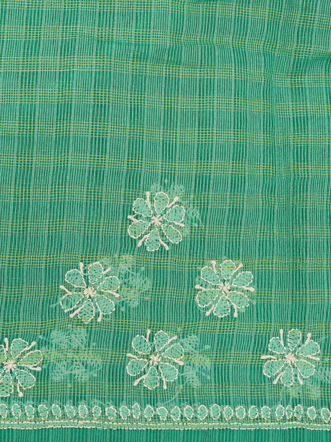 Ada Hand Embroidered Rama Green Super Net Lucknowi Chikankari Saree With Blouse And Zari Work 01A592620