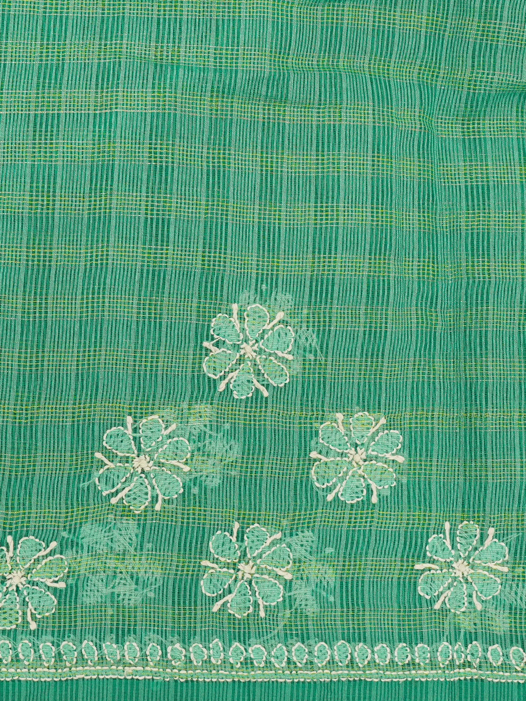 Ada Hand Embroidered Rama Green Super Net Lucknowi Chikankari Saree With Blouse And Zari Work 01A592620