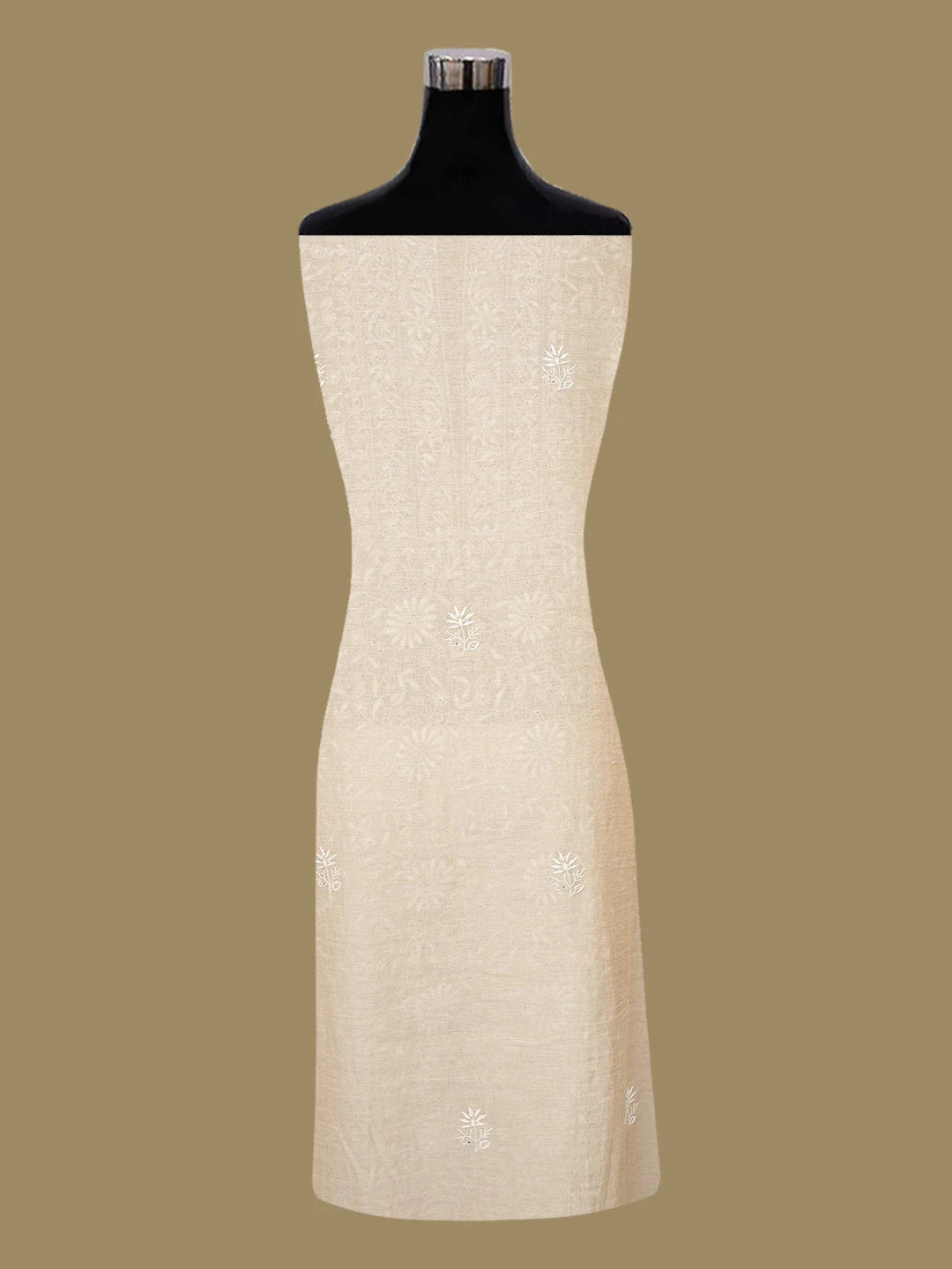 Ada Hand Embroidered Fawn Tissue Lucknowi Chikankari Unstitched Kurta Dupatta Set With Sequinned Work 01A630046