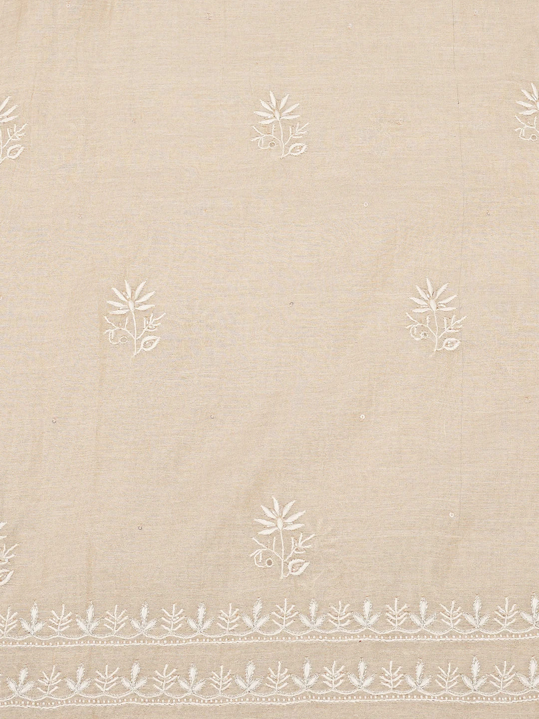 Ada Hand Embroidered Fawn Tissue Lucknowi Chikankari Unstitched Kurta Dupatta Set With Sequinned Work 01A630046