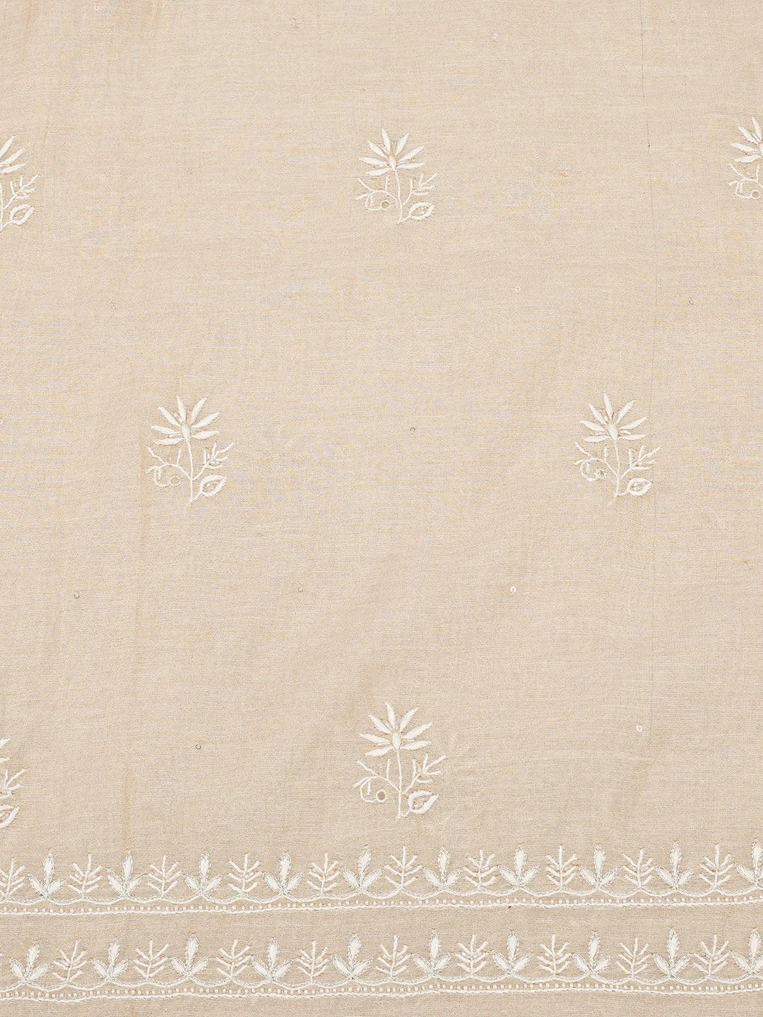Ada Hand Embroidered Fawn Tissue Lucknowi Chikankari Unstitched Kurta Dupatta Set With Sequinned Work 01A630046