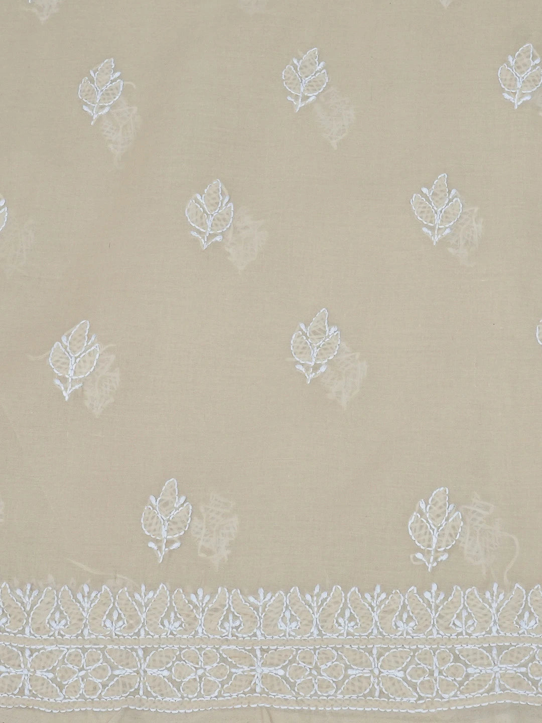 Ada Hand Embroidered Fawn Cotton Lucknowi Chikankari Unstitched Suit Piece 01A670255