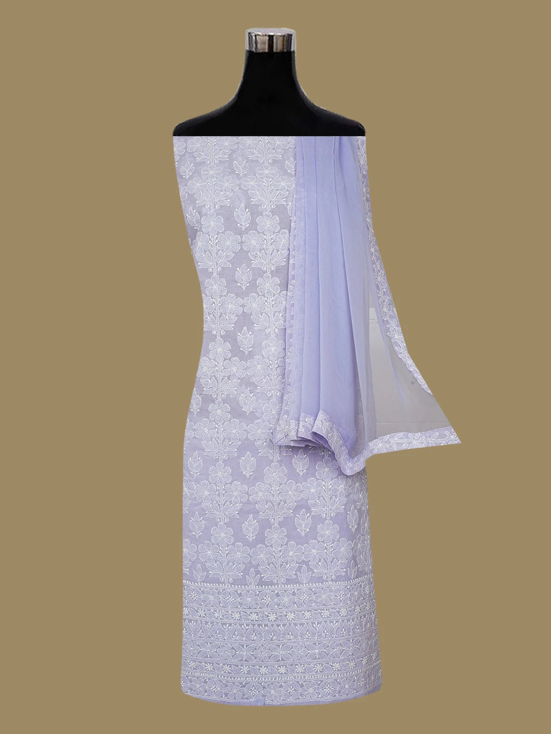 Ada Hand Embroidered Mauve Cotton Lucknowi Chikankari Unstitched Suit Piece 01A670260