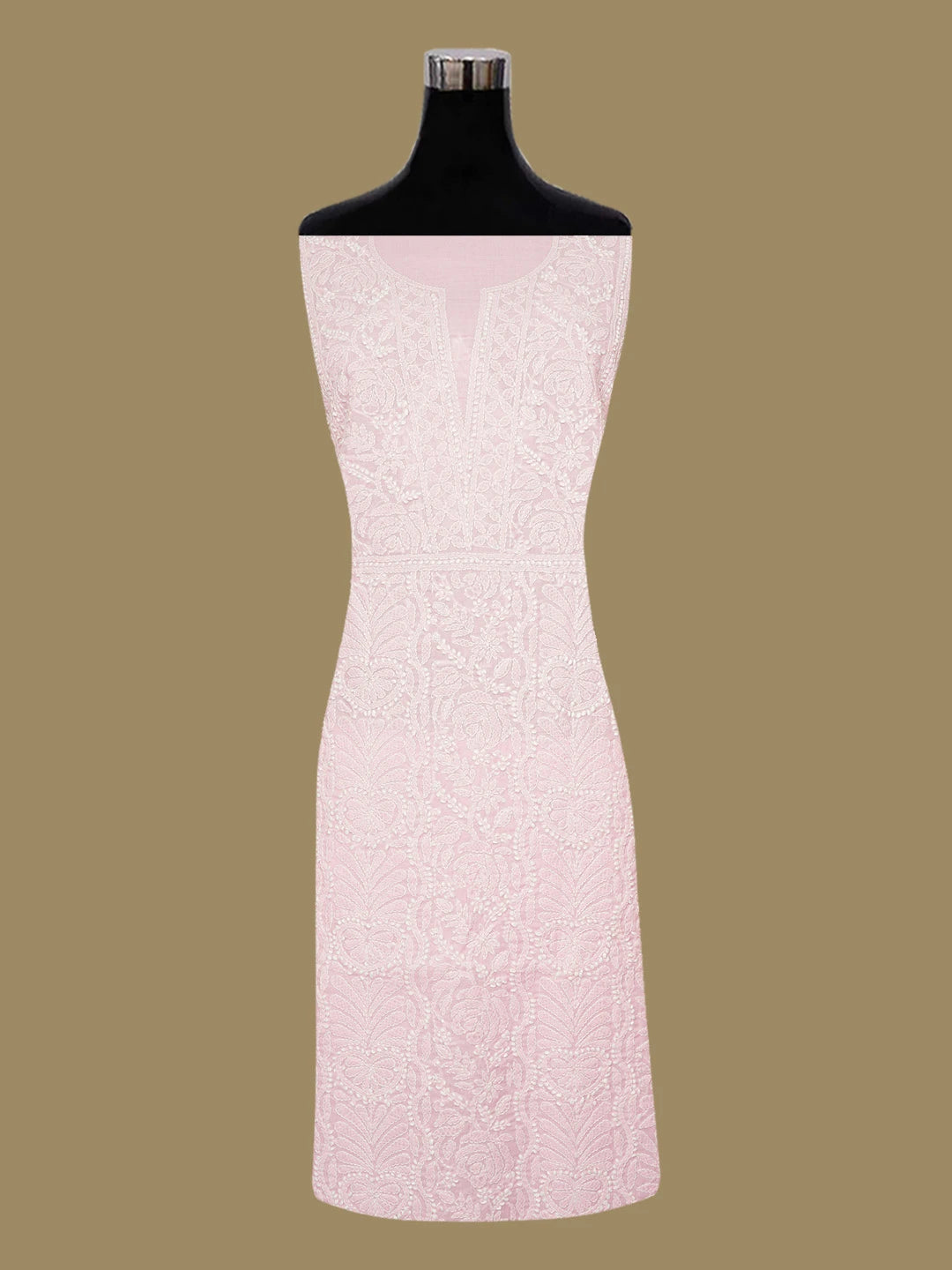 Ada Hand Embroidered Pink Cotton Lucknowi Chikankari Unstitched Suit Piece 01A670238
