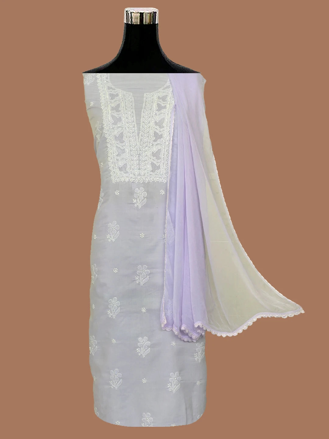 Ada Hand Embroidered Mauve Cotton Lucknowi Chikankari Unstitched Suit Piece 01A632216