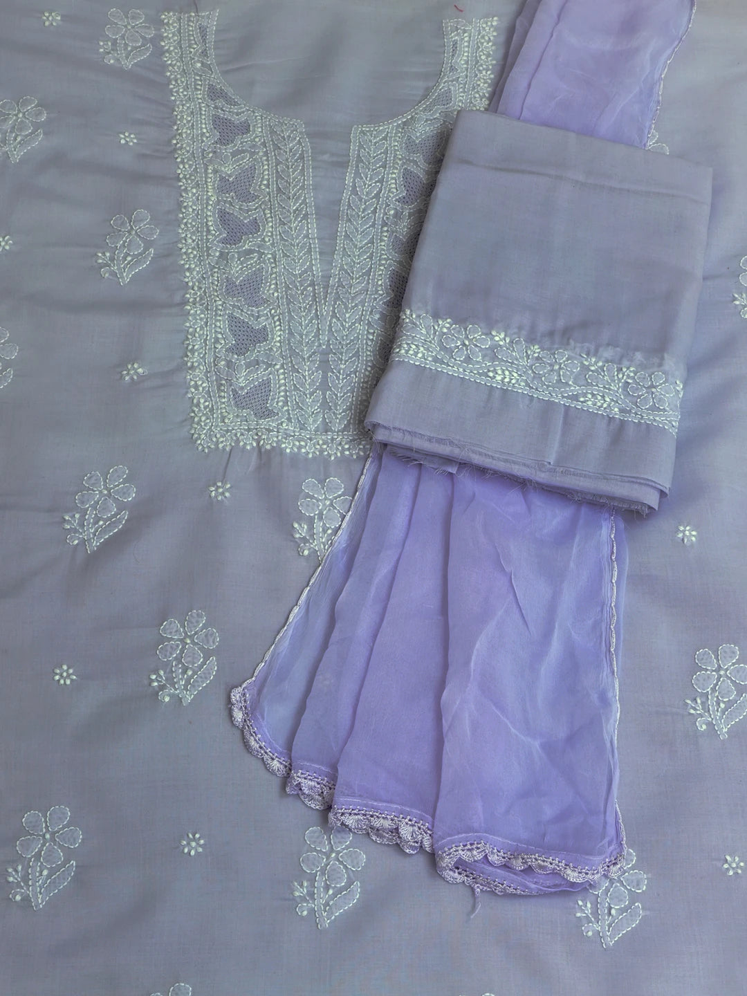 Ada Hand Embroidered Mauve Cotton Lucknowi Chikankari Unstitched Suit Piece 01A632216