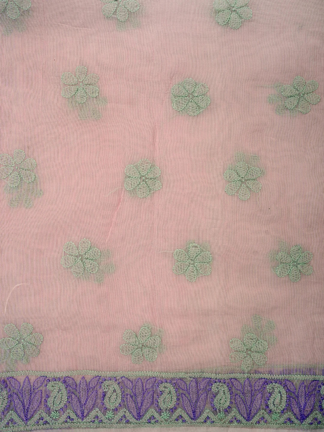 Ada Hand Embroidered Pink Chanderi Lucknowi Chikankari Unstitched Kurta Dupatta Set 01A637912