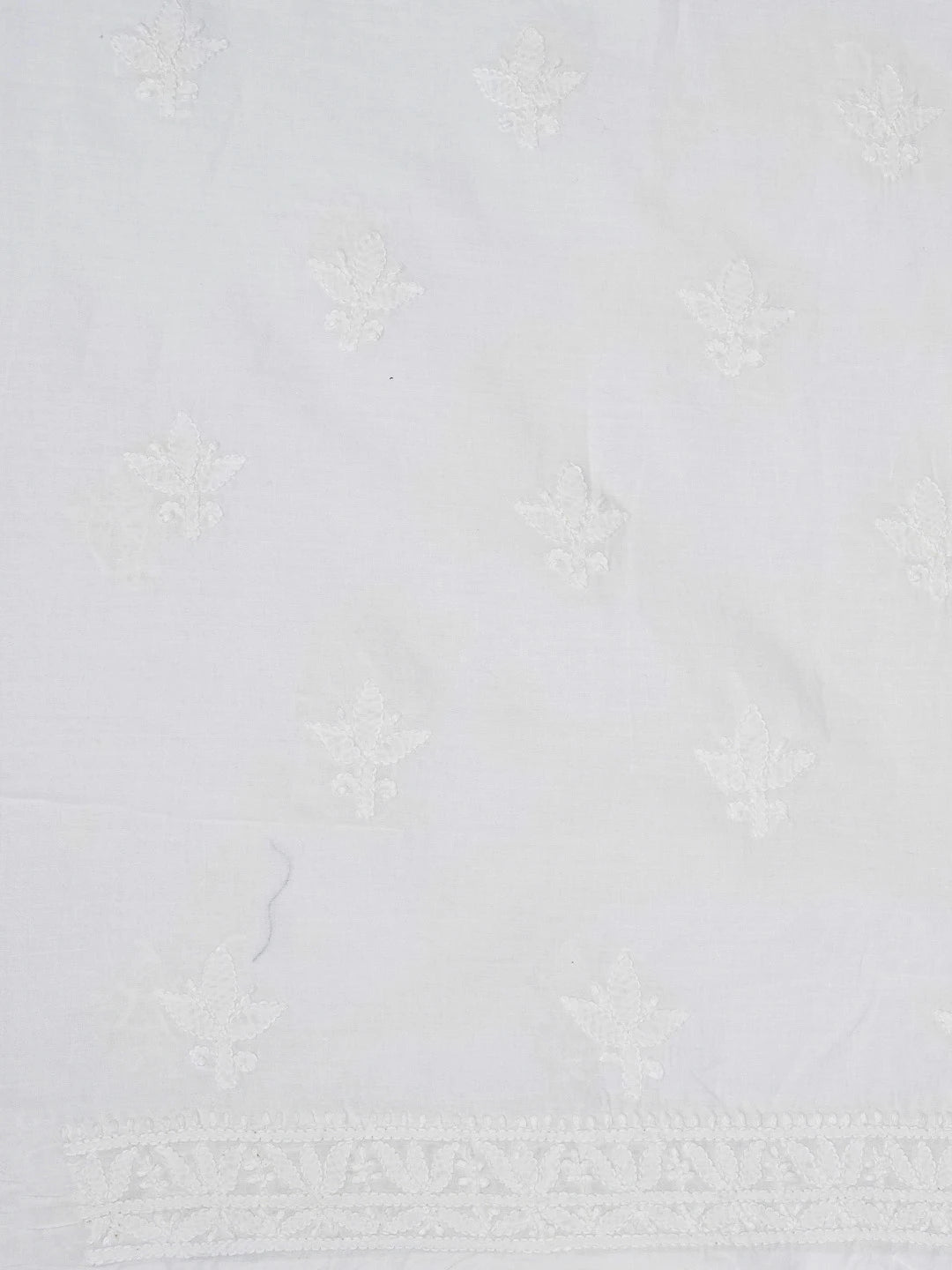 Ada Hand Embroidered White Cotton Lucknowi Chikankari Unstitched Suit Piece 01A670773