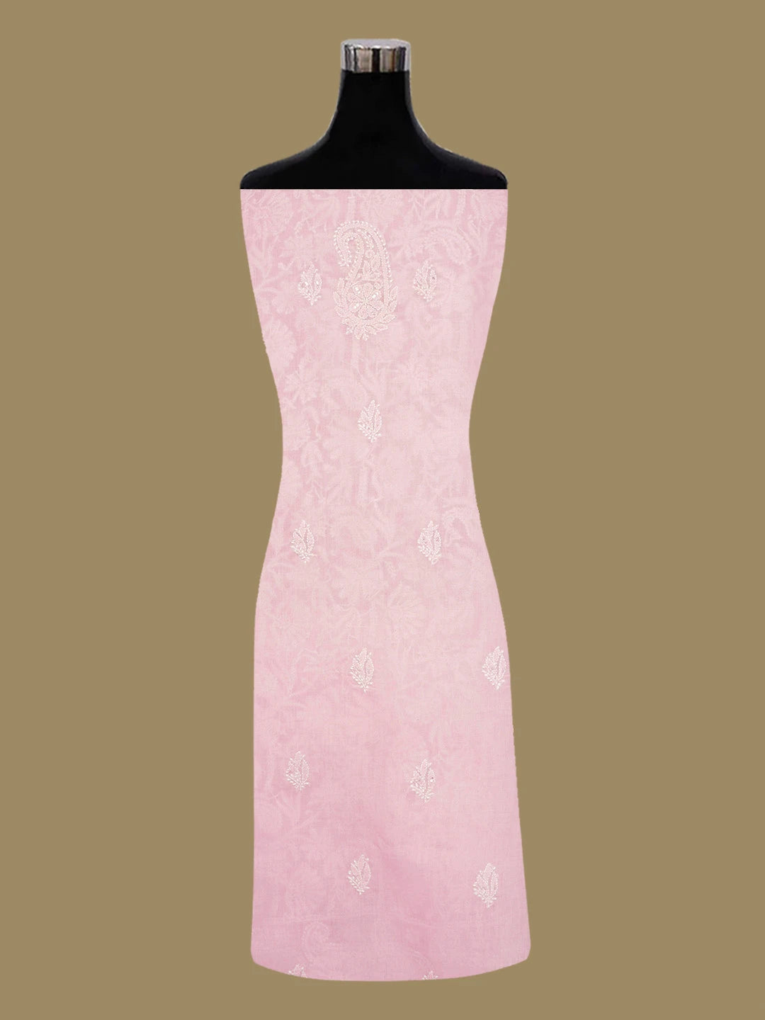Ada Hand Embroidered Pink Cotton Lucknowi Chikankari Unstitched Suit Piece with Cutdana Work 01A633719