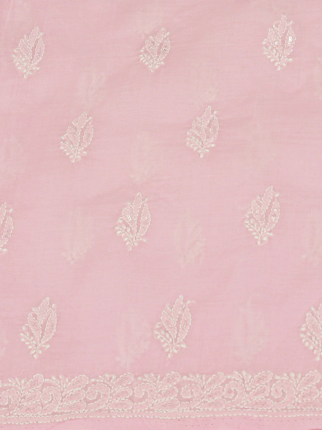 Ada Hand Embroidered Pink Cotton Lucknowi Chikankari Unstitched Suit Piece with Cutdana Work 01A633719