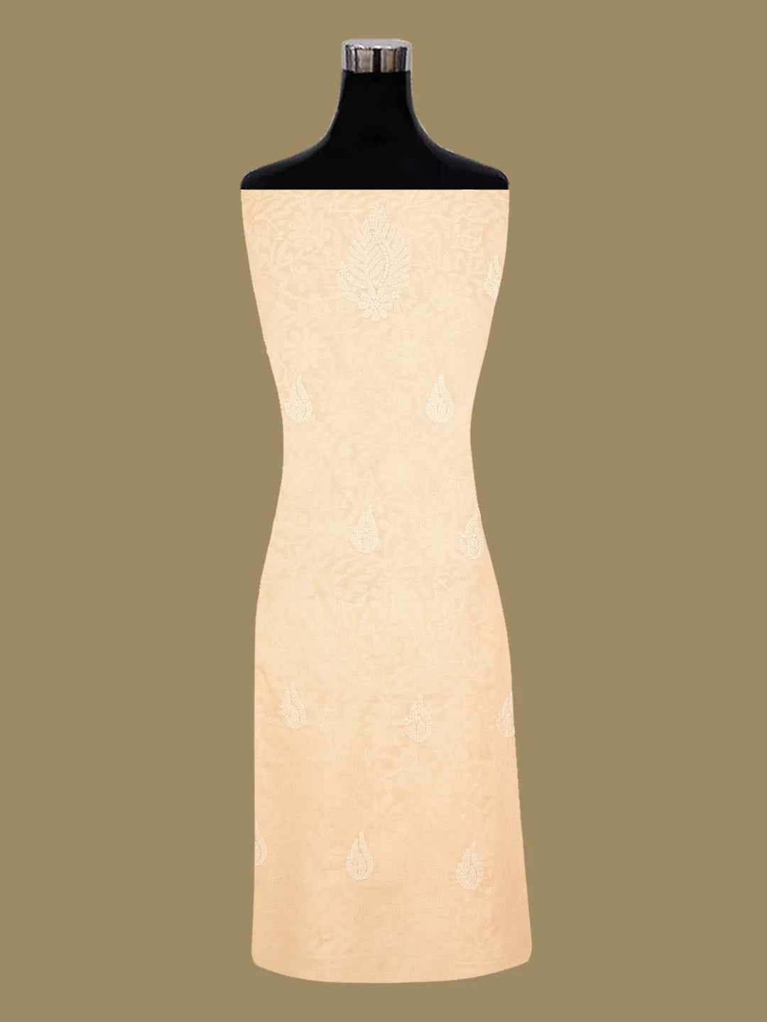 Ada Hand Embroidered Peach Cotton Lucknowi Chikankari Unstitched Suit Piece 01A659599