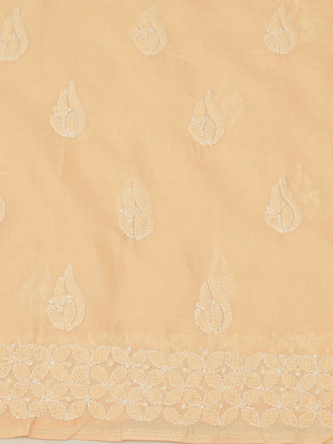 Ada Hand Embroidered Peach Cotton Lucknowi Chikankari Unstitched Suit Piece 01A659599
