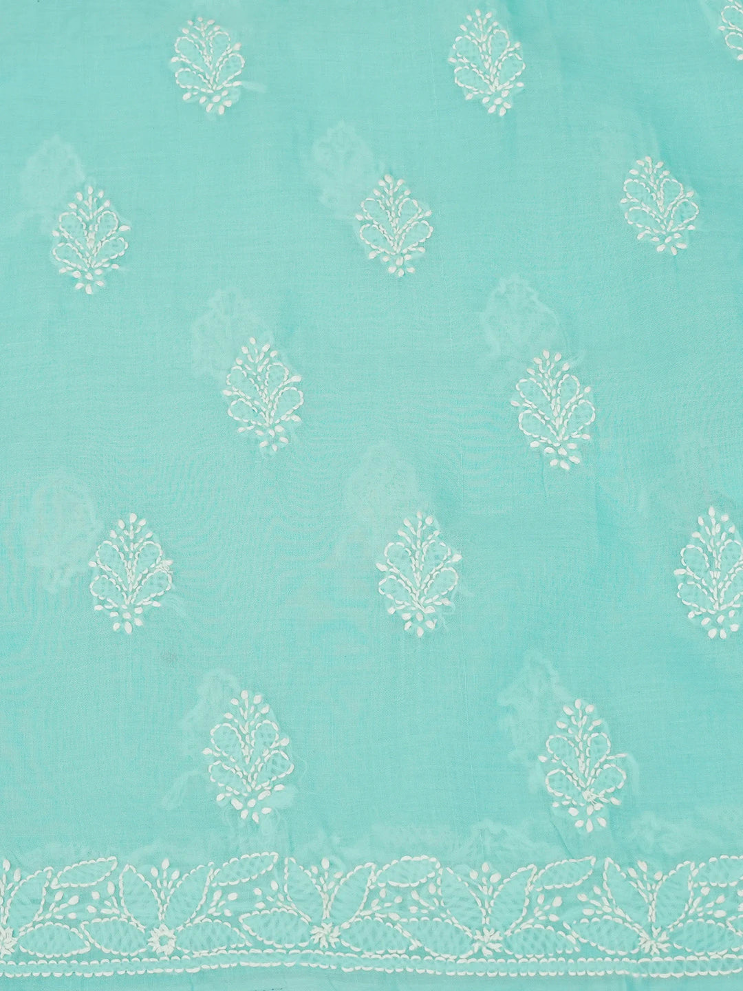 Ada Hand Embroider Blue Cotton Lucknowi Chikankari Unstitched Suit Piece 01A633685