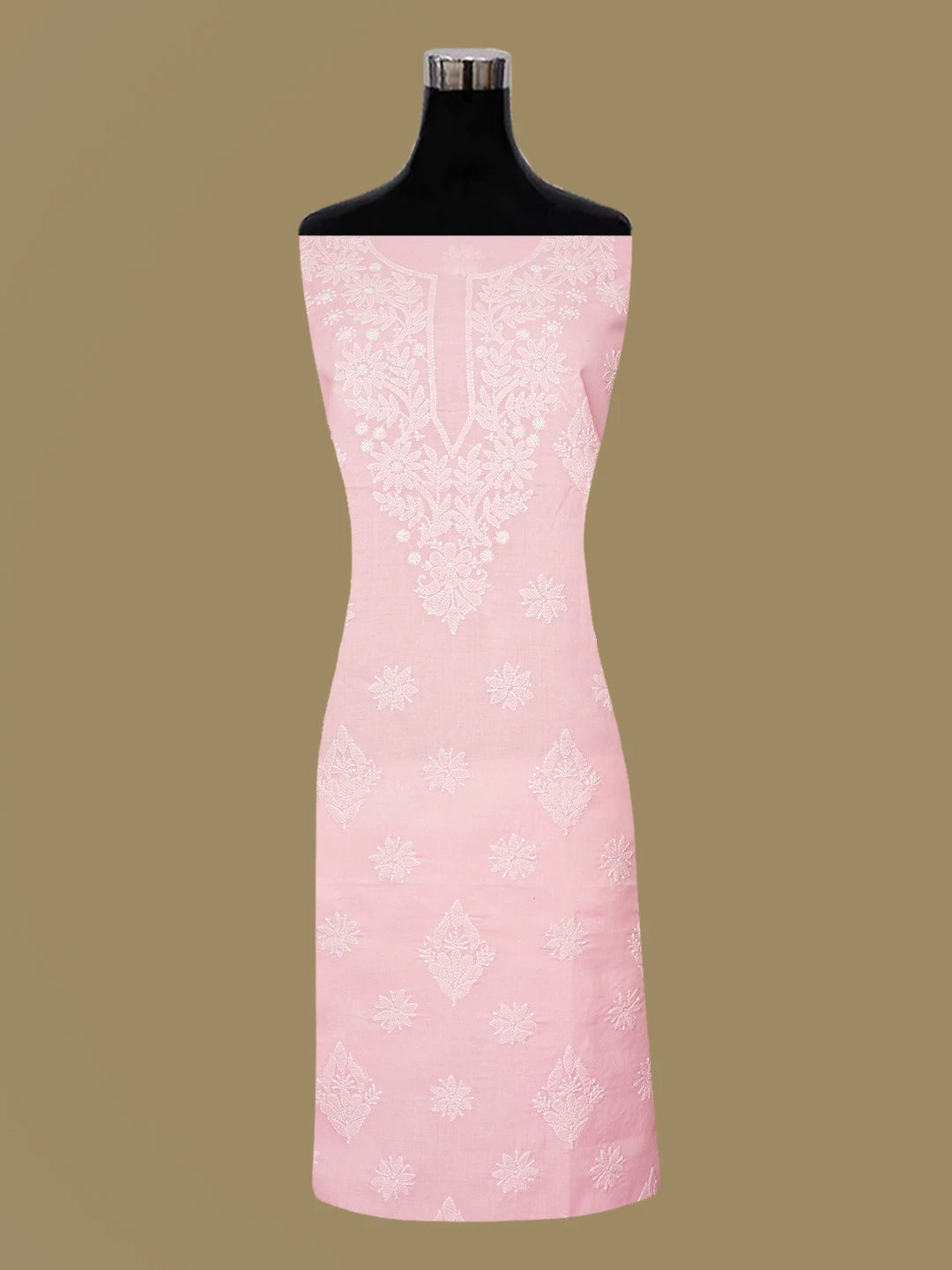 Ada Hand Embroidered Pink Cotton Lucknowi Chikankari Unstitched Suit Piece 01A670939