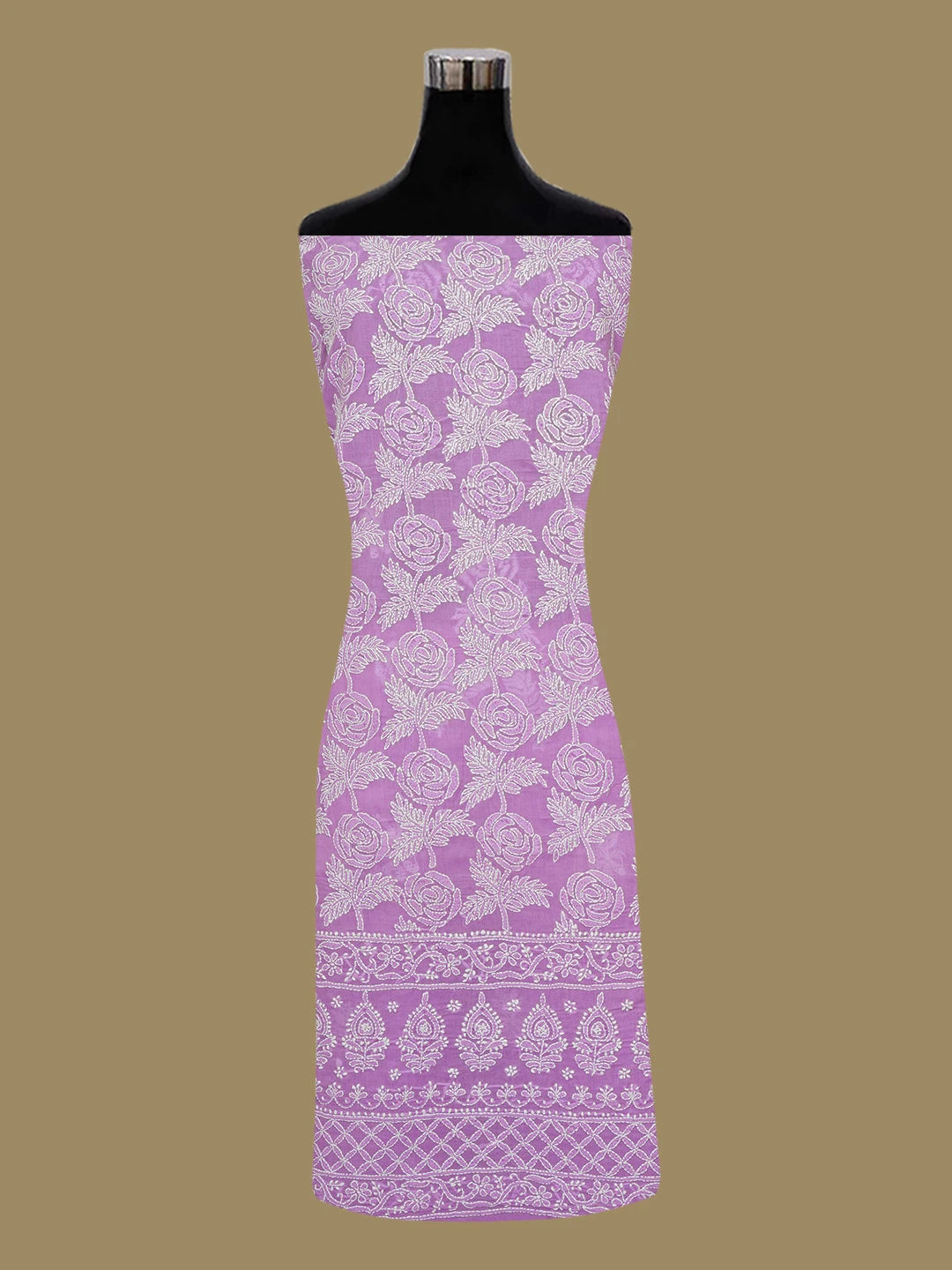 Ada Hand Embroidered Mauve Cotton Lucknowi Chikankari Unstitched Suit Piece 01A459358