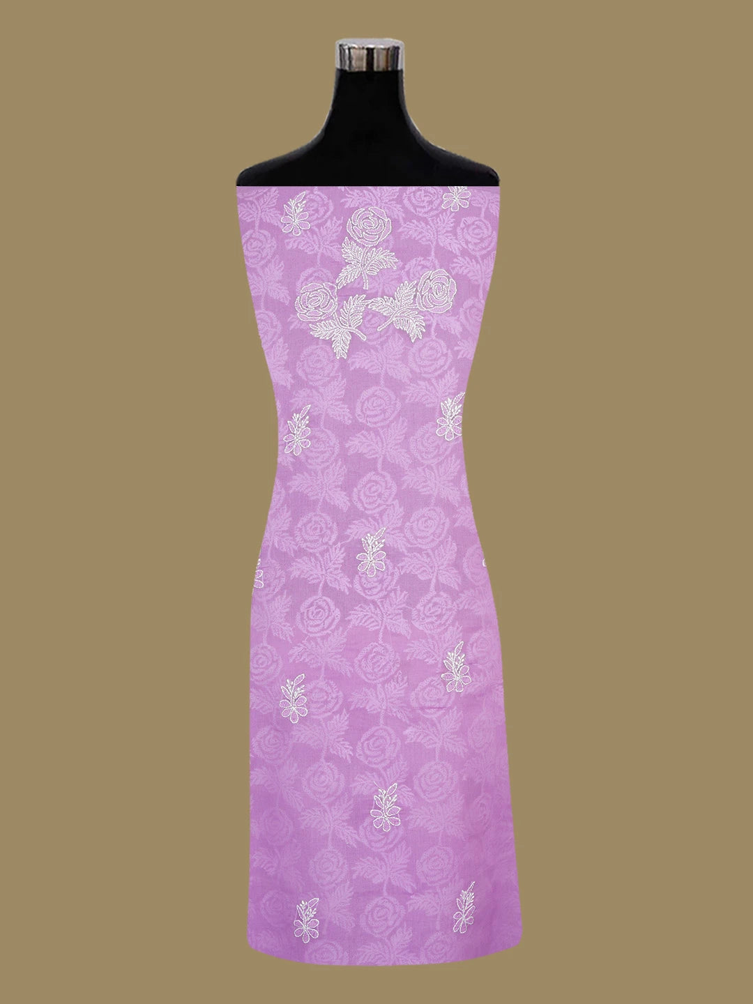 Ada Hand Embroidered Mauve Cotton Lucknowi Chikankari Unstitched Suit Piece 01A459358